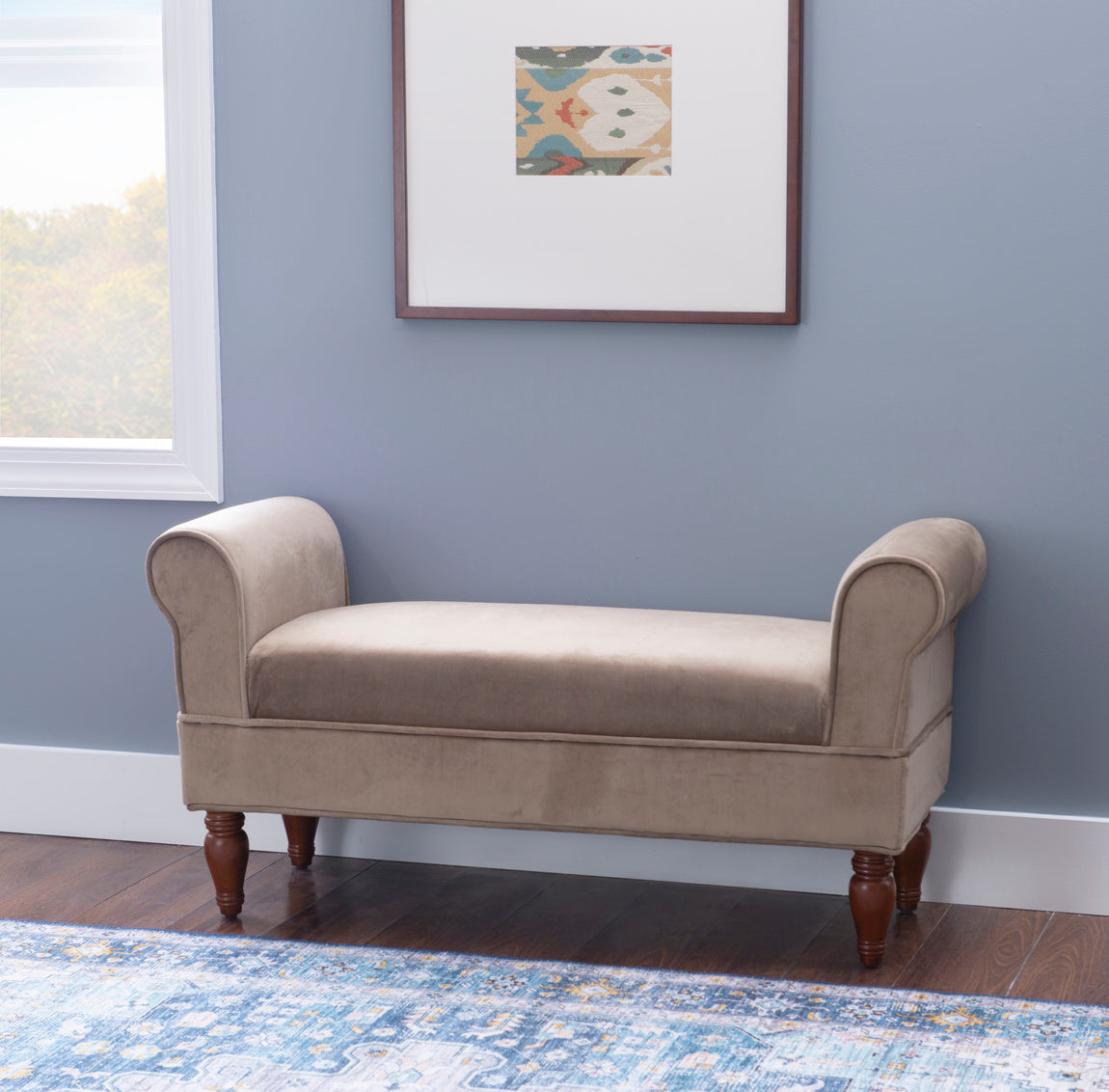 Lillian Upholstered Bench in Coffee Lifestyle