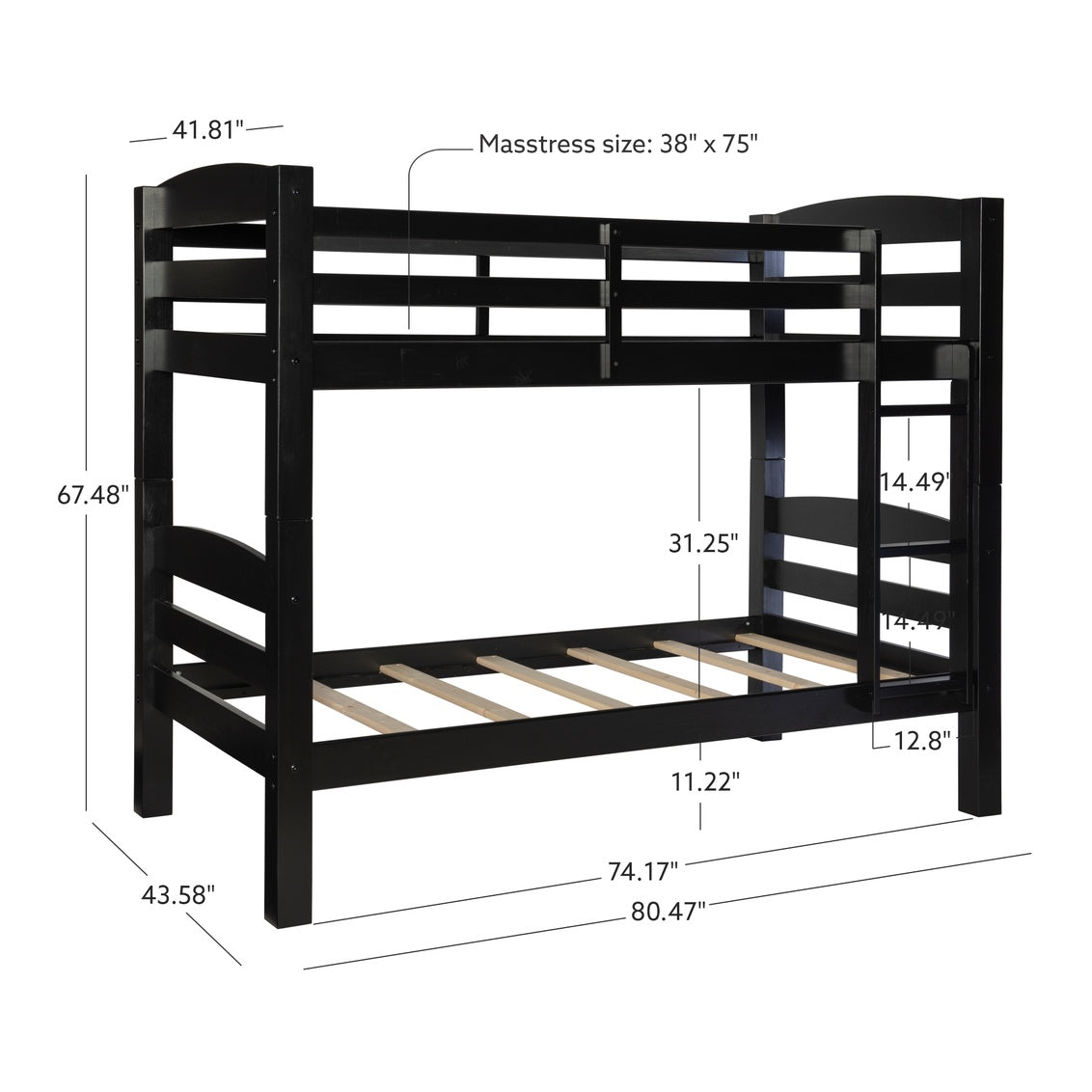 Twin Bunk Bed and Mattress Set