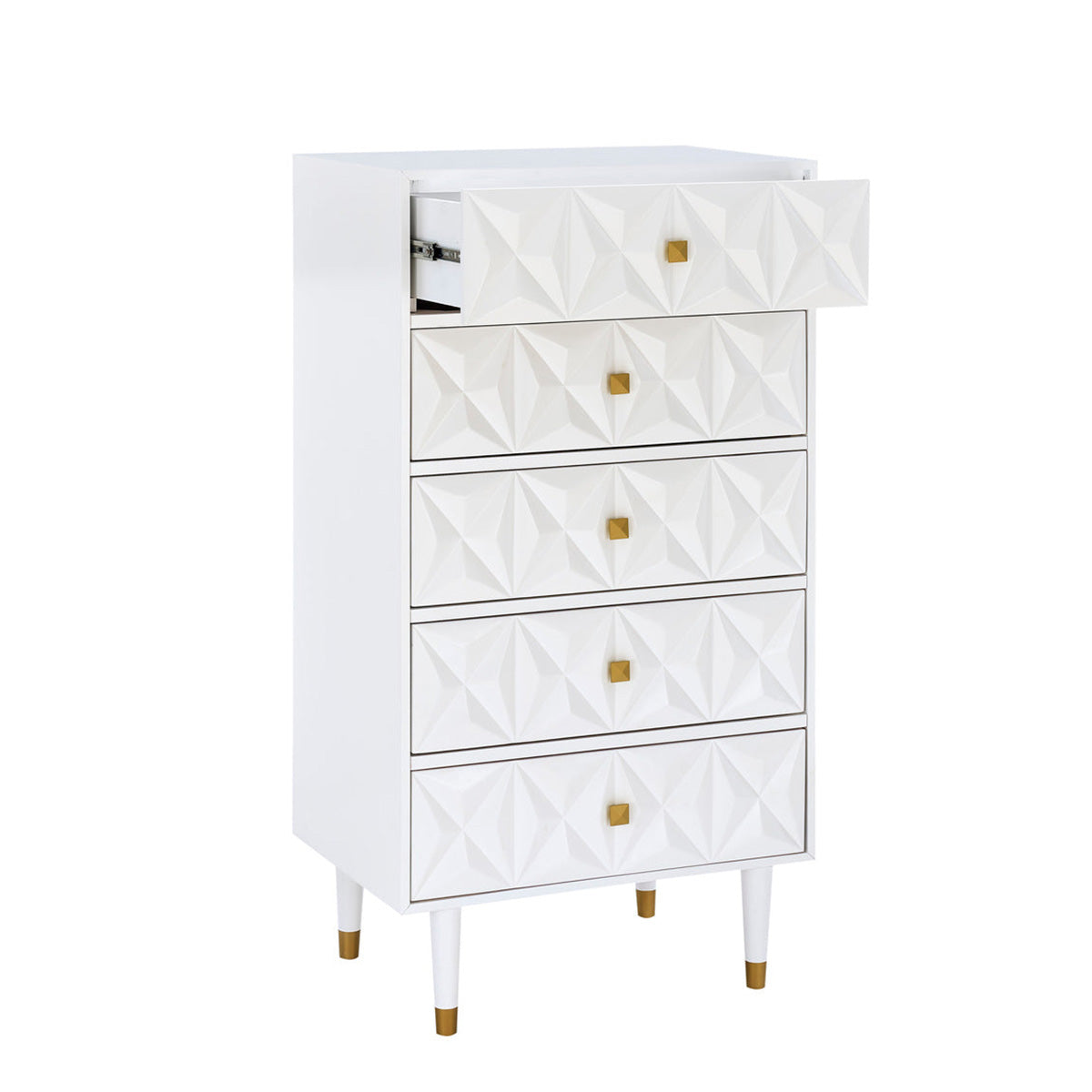 Linon Geo 5-Drawer Dresser in White