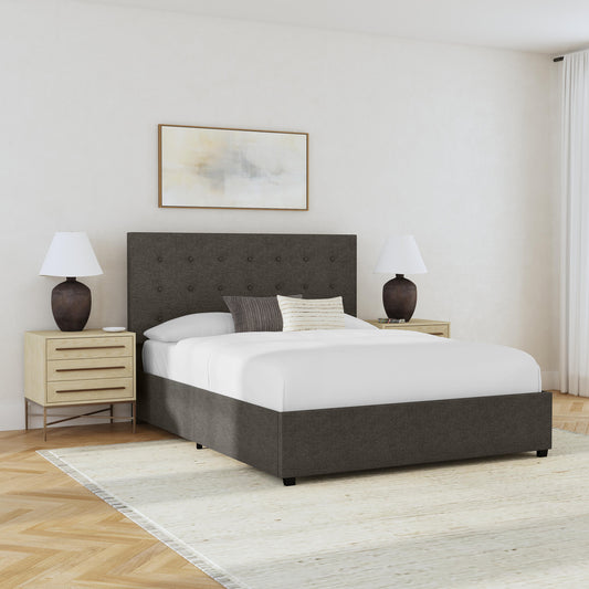 Rize Home Aspen Upholstered Platform Bed lifestyle image 3/4 view