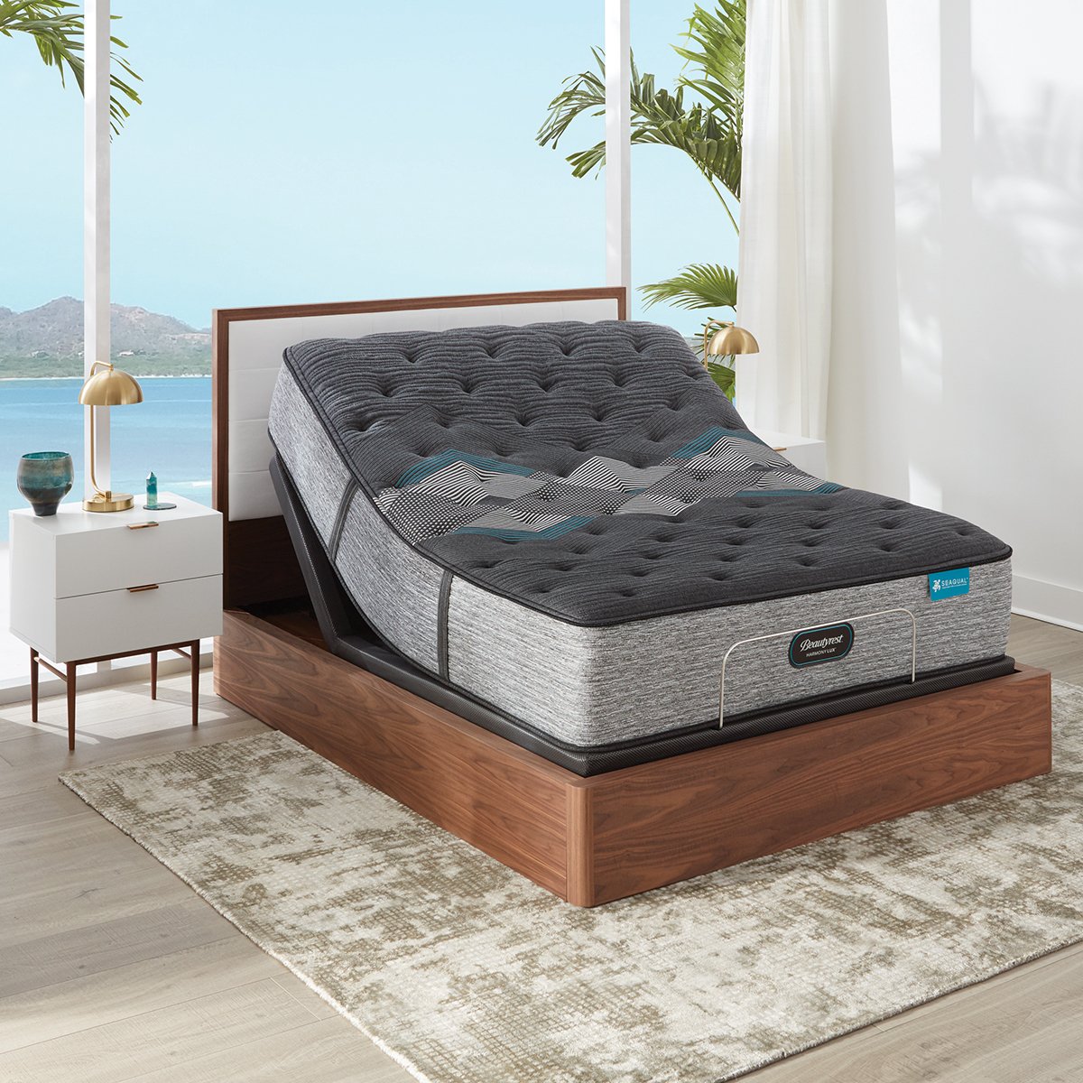 Beautyrest Harmony Lux Diamond Series Medium Mattress In Bedroom On Adjustable Base