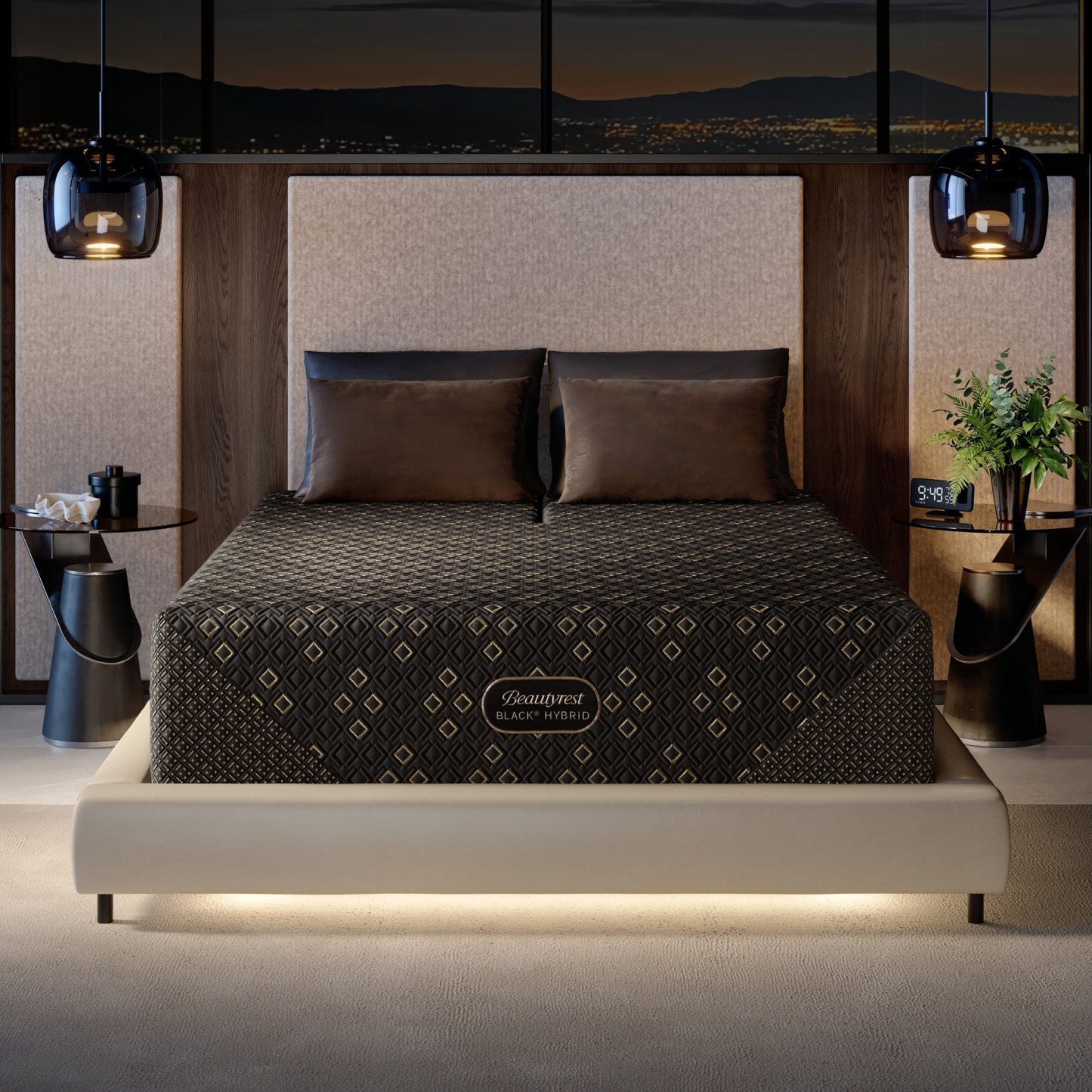 Beautyrest Black Series Four XCS Hybrid Medium Mattress in a bedroom