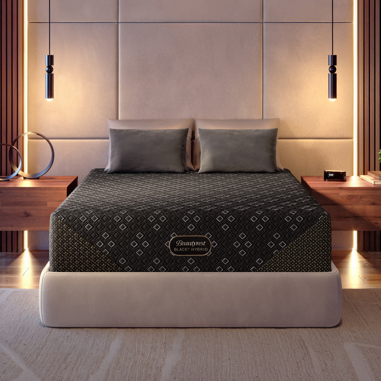 Beautyrest Black Series Three XCS Hybrid Firm Mattress in a bedroom