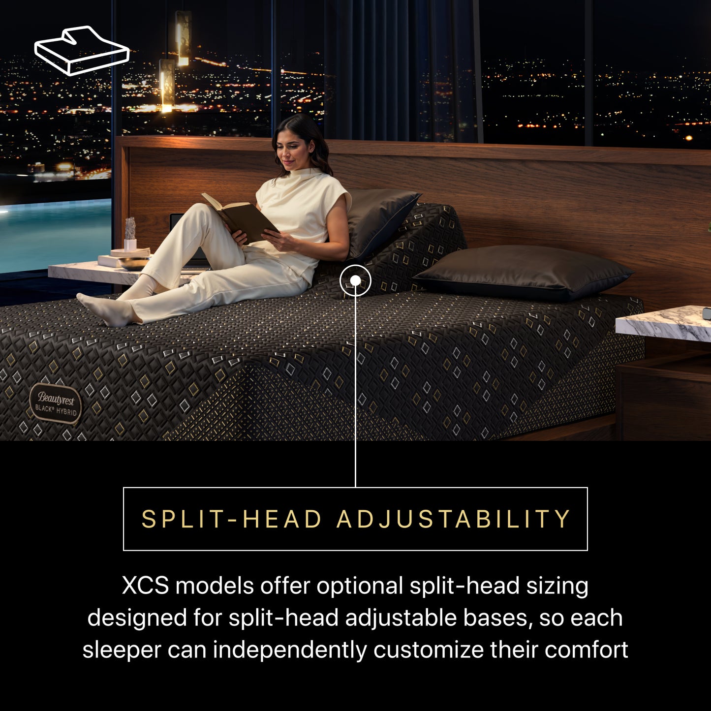 Beautyrest Black Series Three XCS Hybrid Medium Mattress split-head adjustability