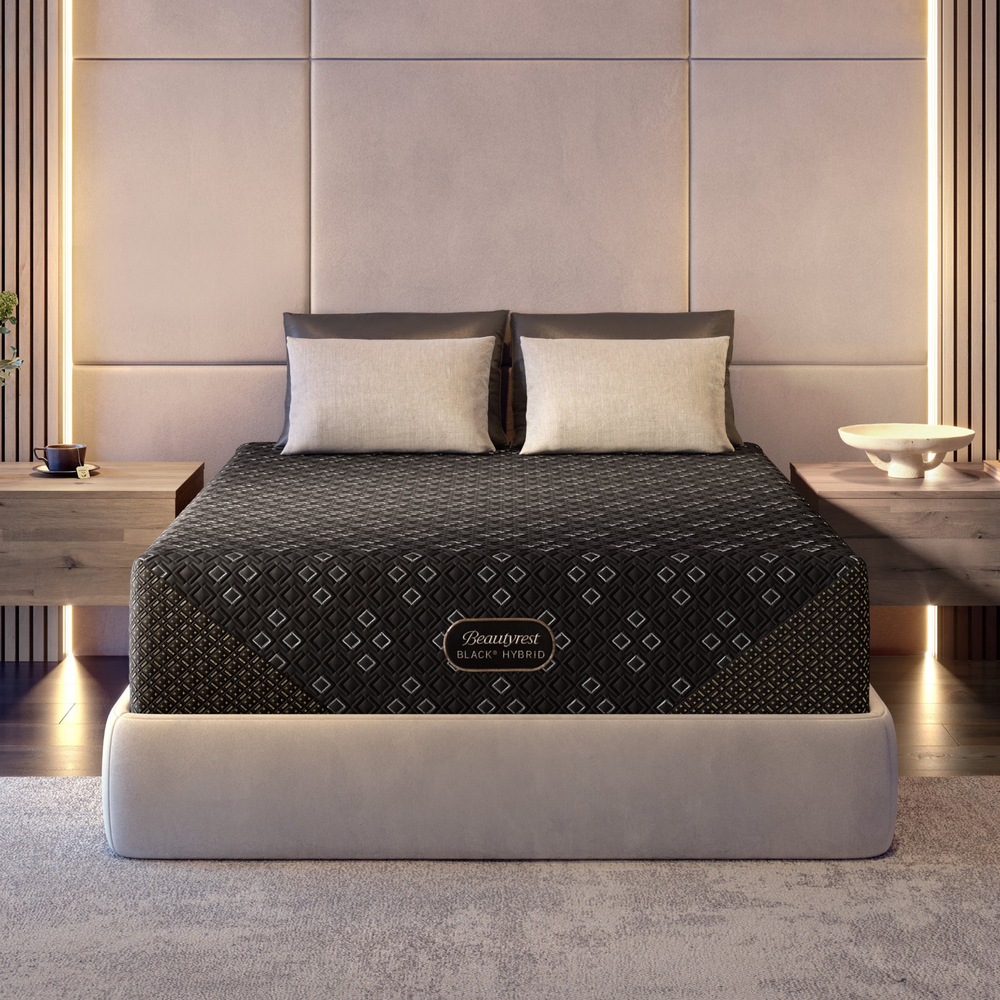 Beautyrest Black Series Three XCS Hybrid Plush Mattress in a bedroom