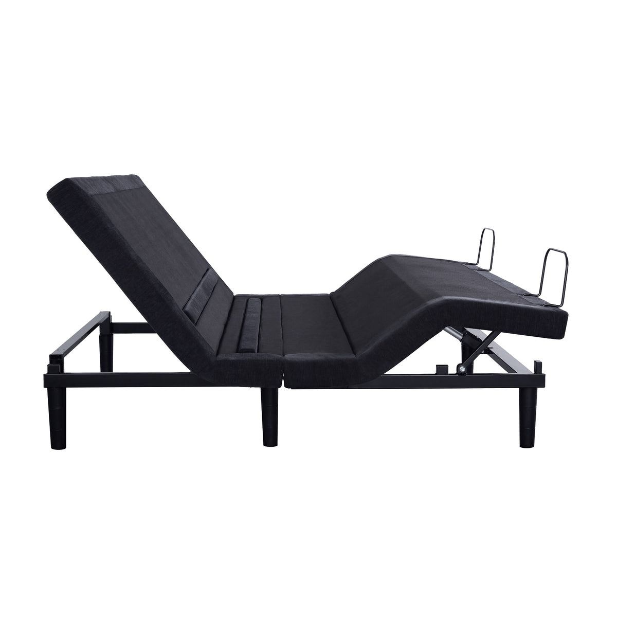Beautyrest Black Luxury Adjustable Bed Base silhouette in adjustable position with head and foot raised side angle.