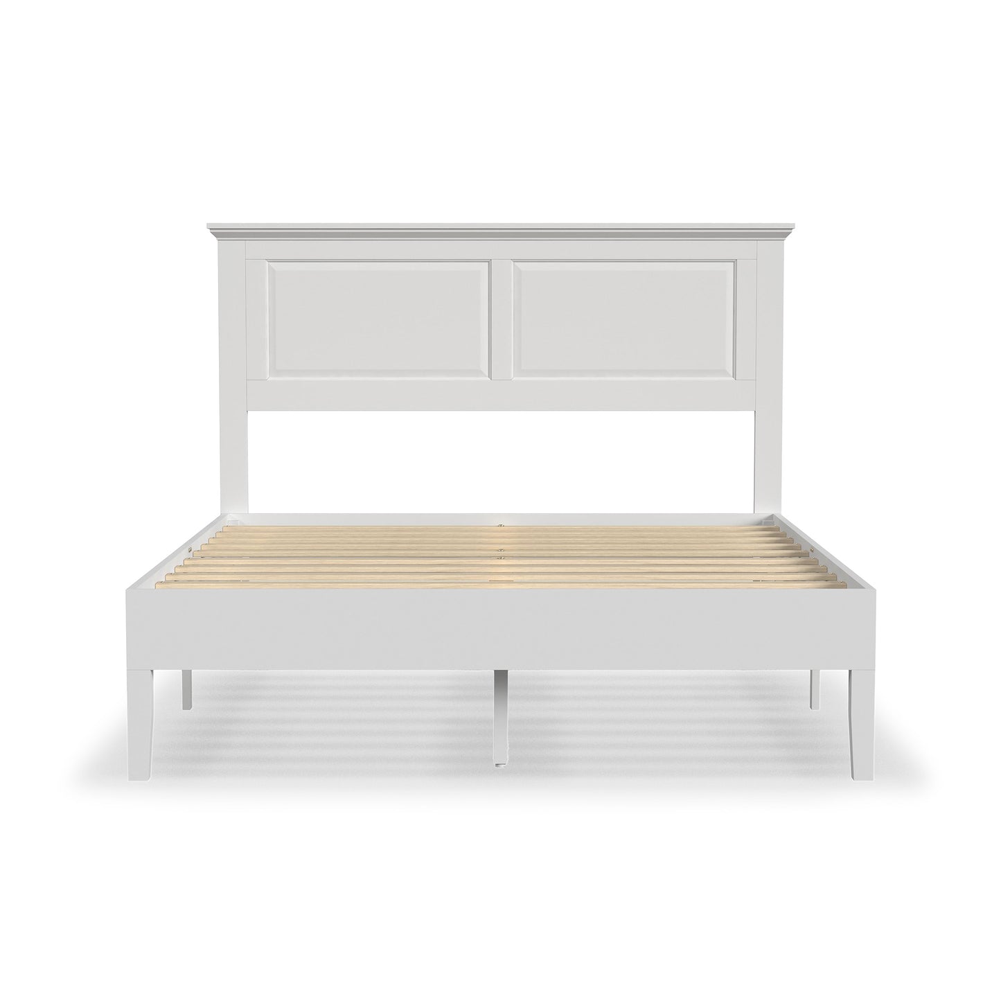 Rize Home Cottage Wood Platform Bed in White - front view