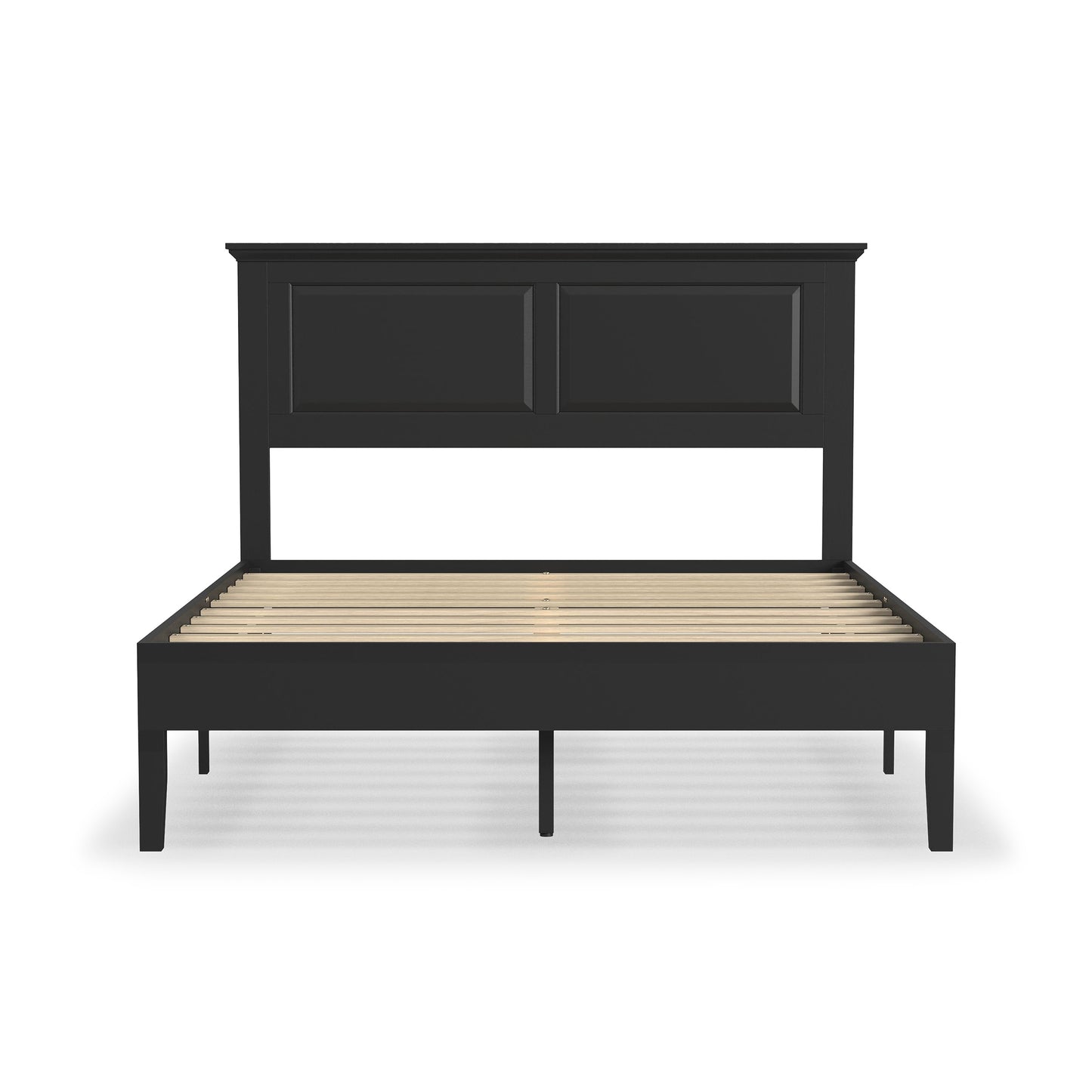Rize Home Cottage Wood Platform Bed in Black - front view