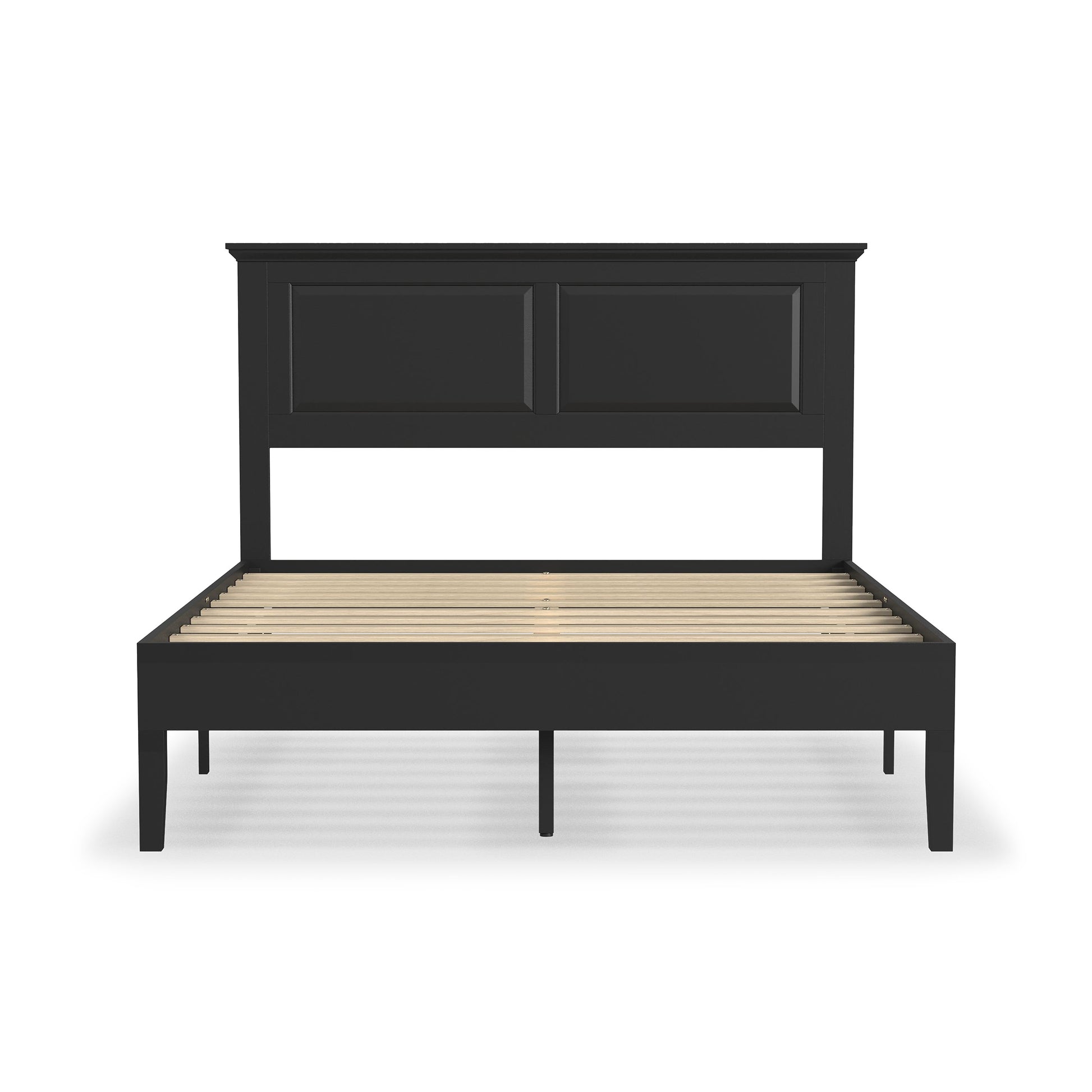 Rize Home Cottage Wood Platform Bed in Black - front view