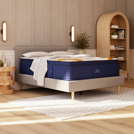 The DreamCloud Premier Rest Hybrid Mattress in Bedroom Angle View