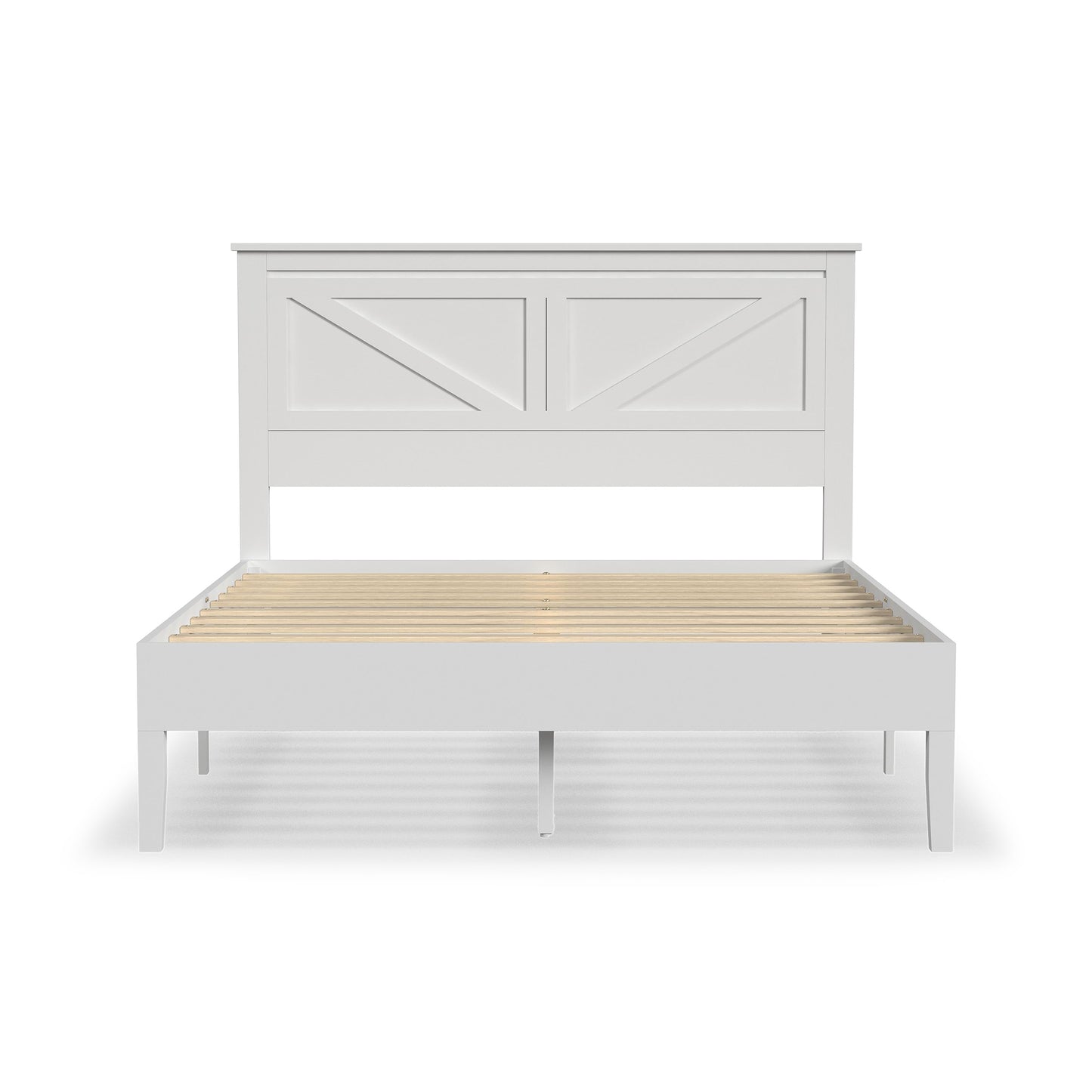 Rize Home Farmhouse Wood Platform Bed in White - front view