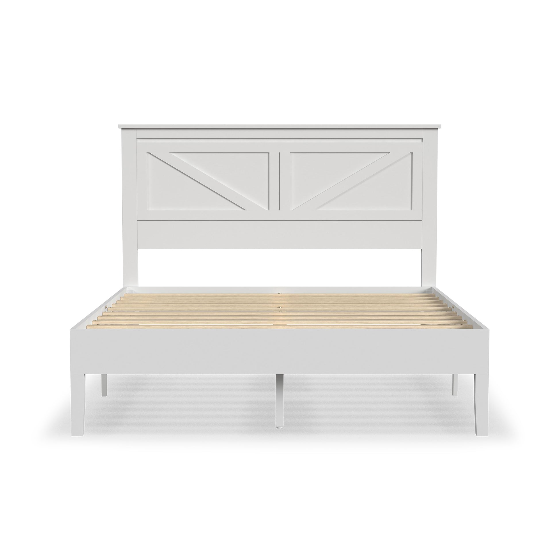 Rize Home Farmhouse Wood Platform Bed in White - front view