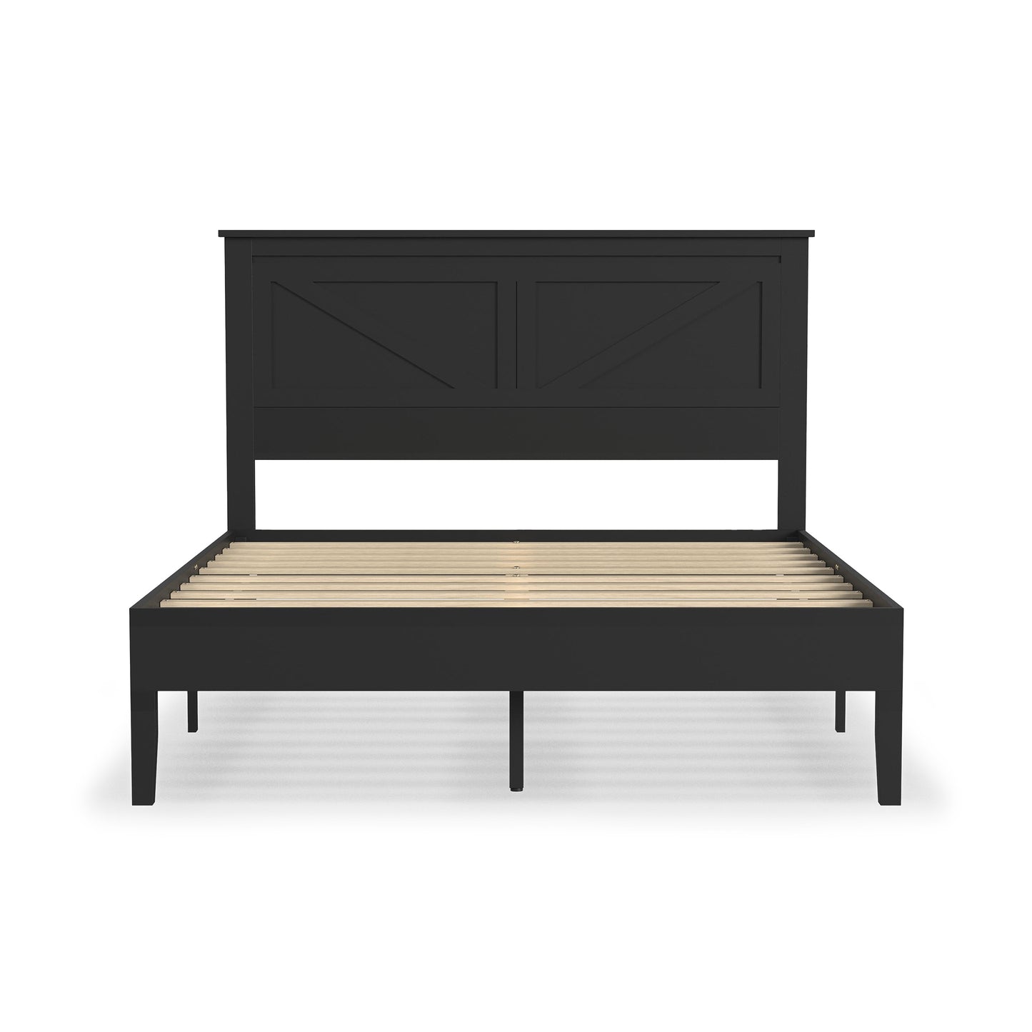 Rize Home Farmhouse Wood Platform Bed in Black - front view