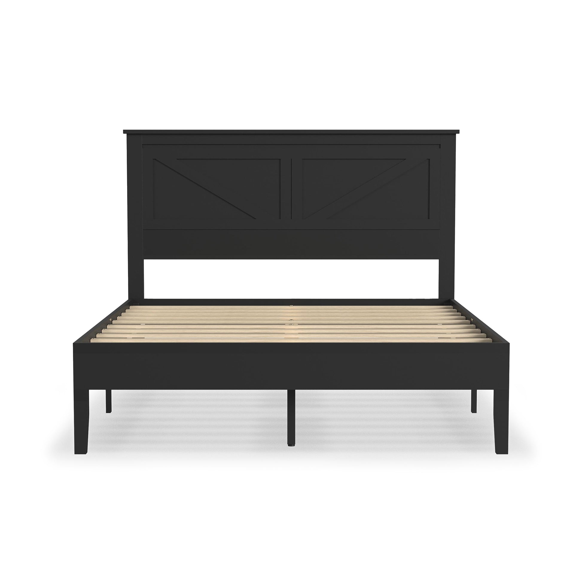Rize Home Farmhouse Wood Platform Bed in Black - front view