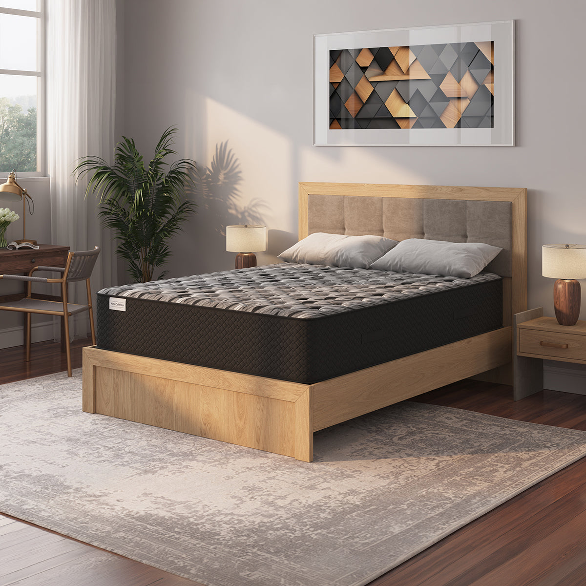 Mattress Warehouse Hotel Collection Double-Sided Firm Mattress - Styled Room Image