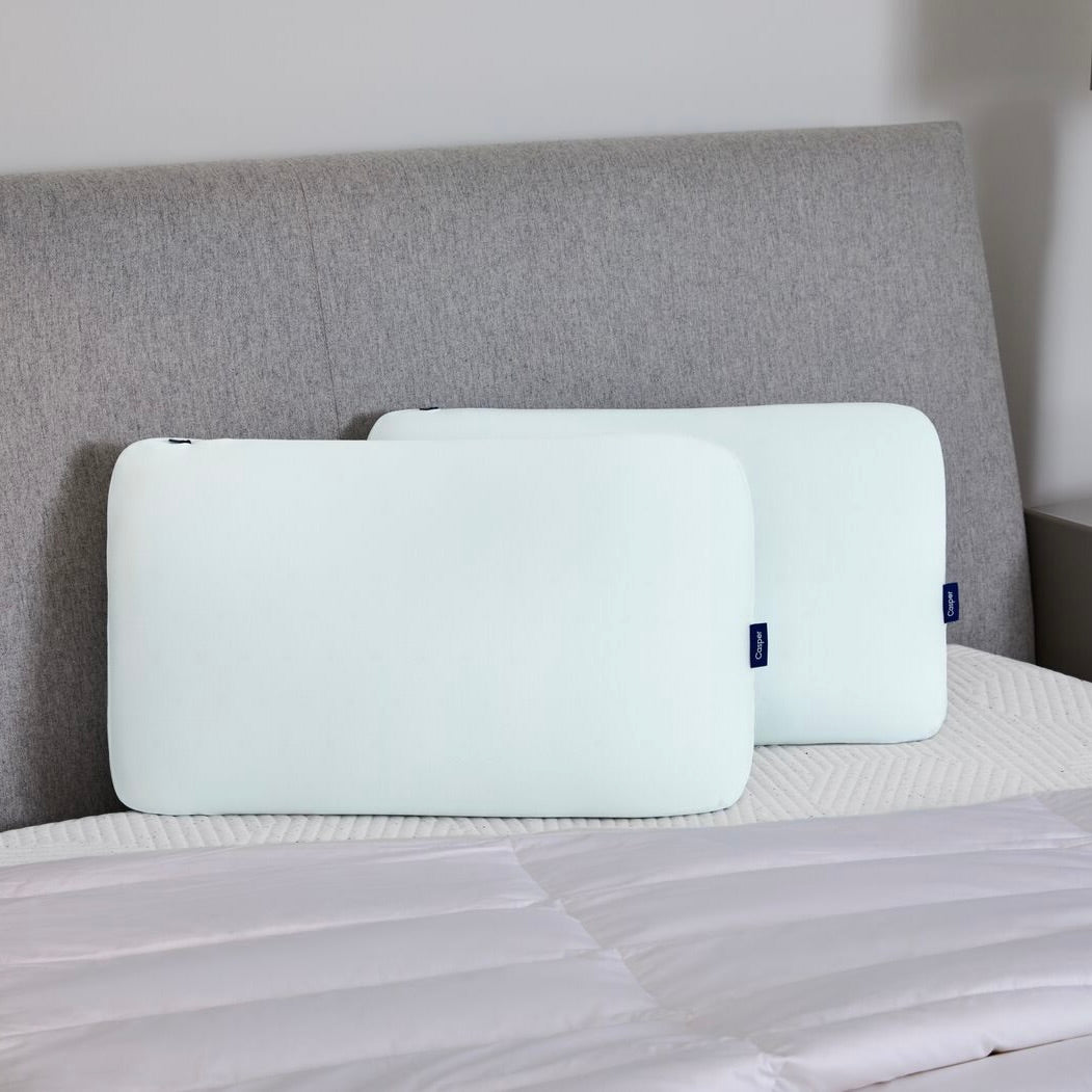 Casper Hybrid Snow Pillow-on bed