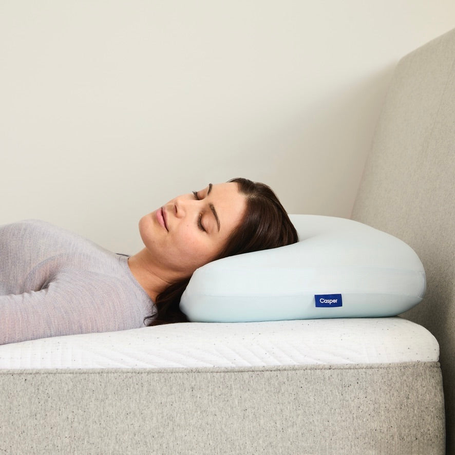 Casper Hybrid Snow Pillow with model
