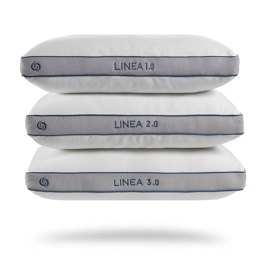 Bedgear Linea Pillow Stack 1.0, 2.0, 3.0 top to bottom