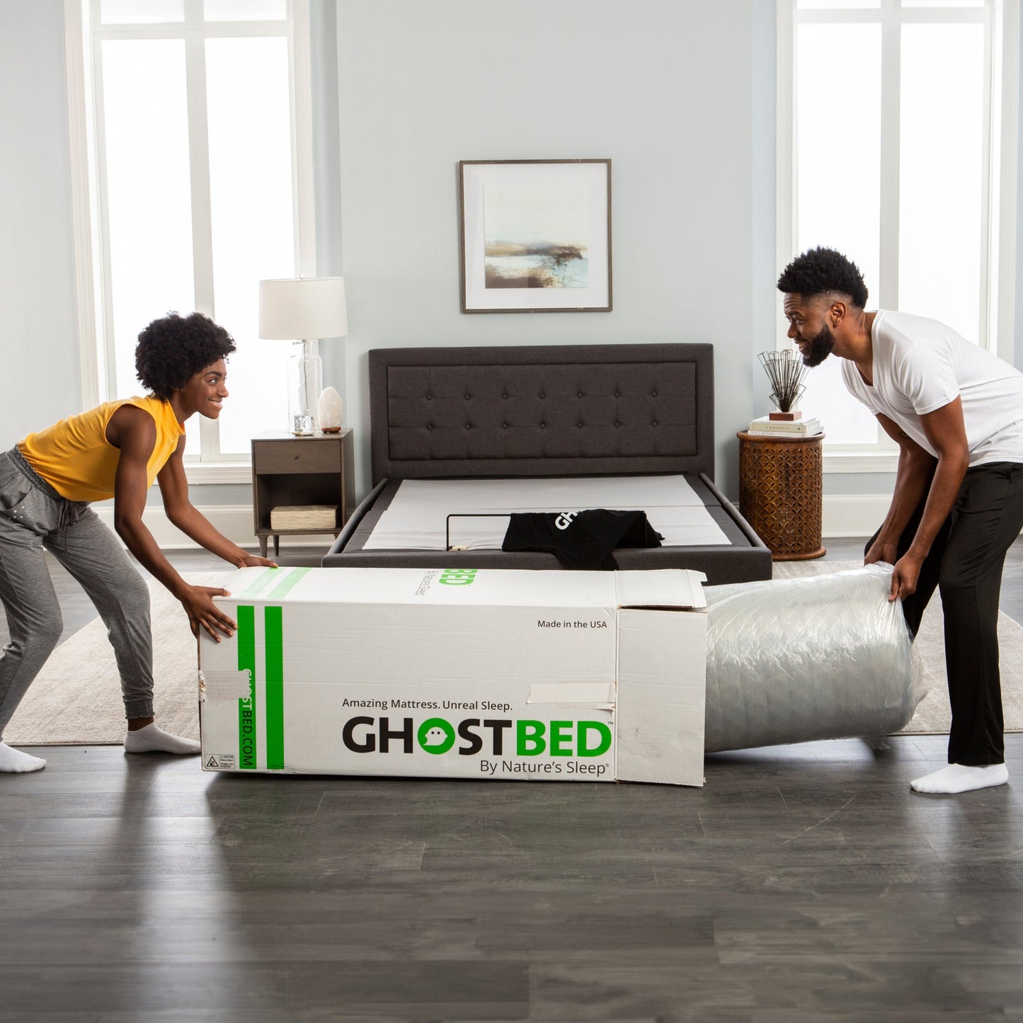 GhostBed-3D-Matrix-Mattress setup