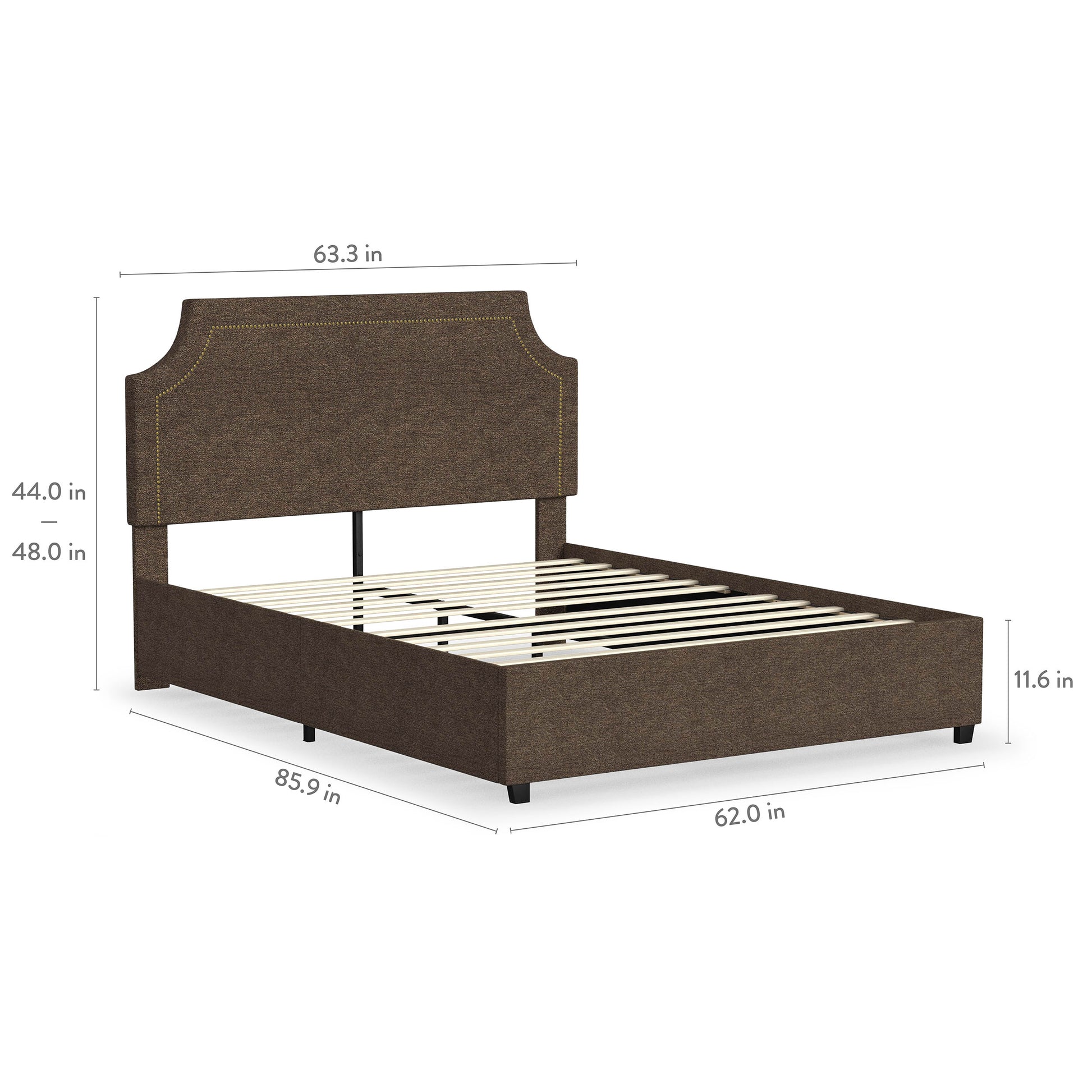 Rize Home Meadow Upholstered Platform Bed - product dimensions