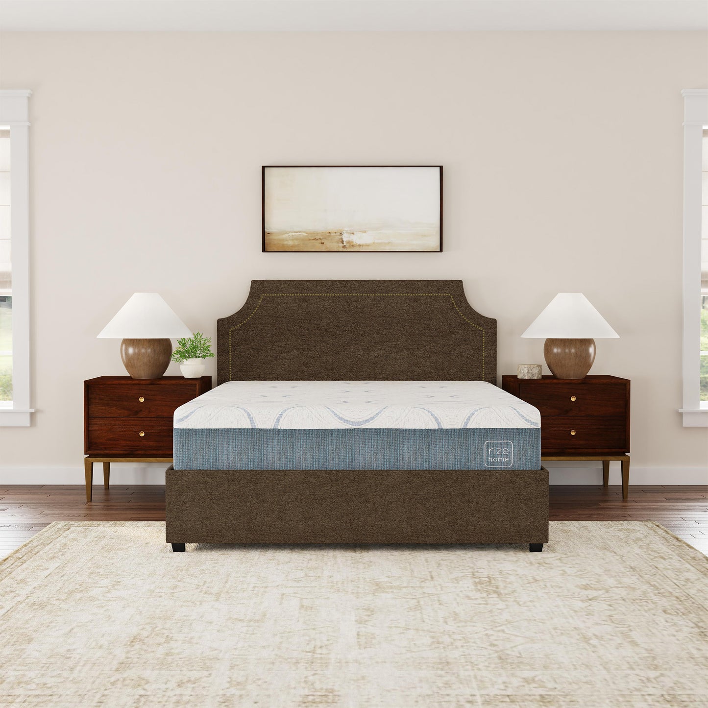 Rize Home Meadow Upholstered Platform Bed - lifestyle front view