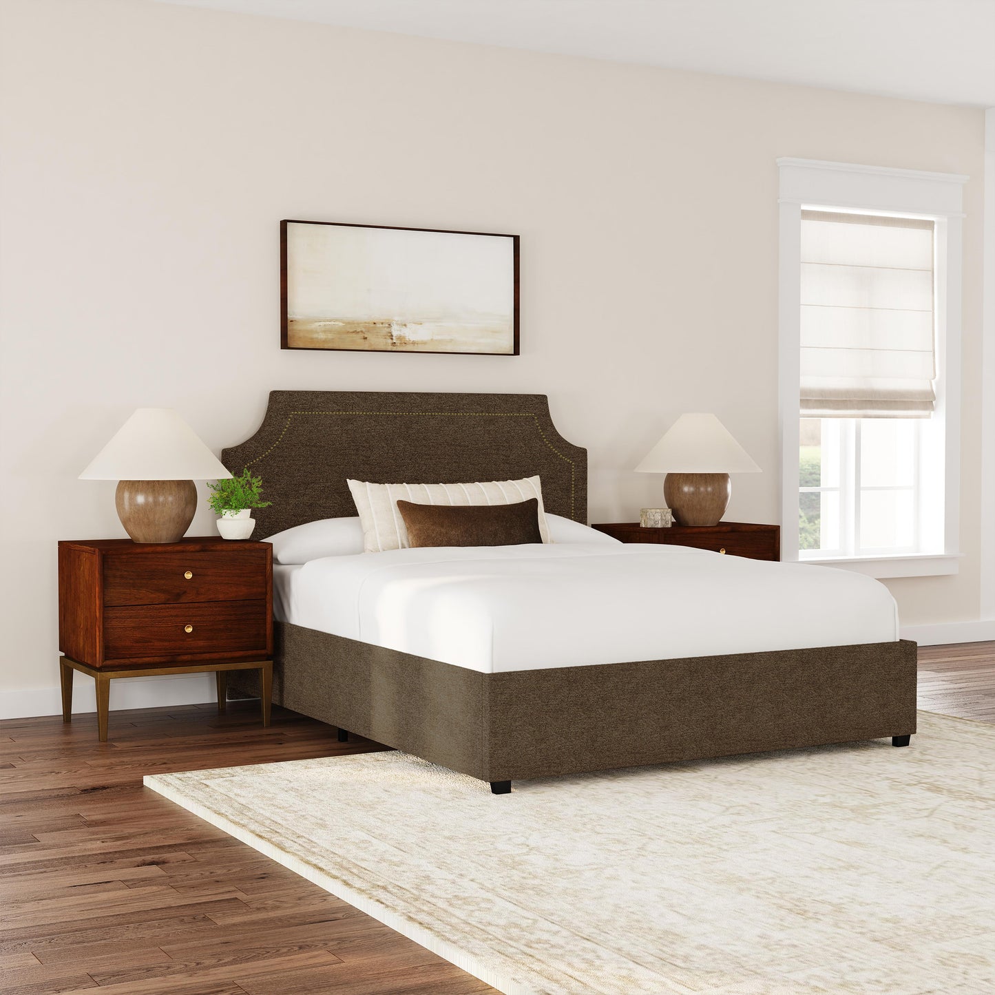 Rize Home Meadow Upholstered Platform Bed - Lifestyle 3/4 view
