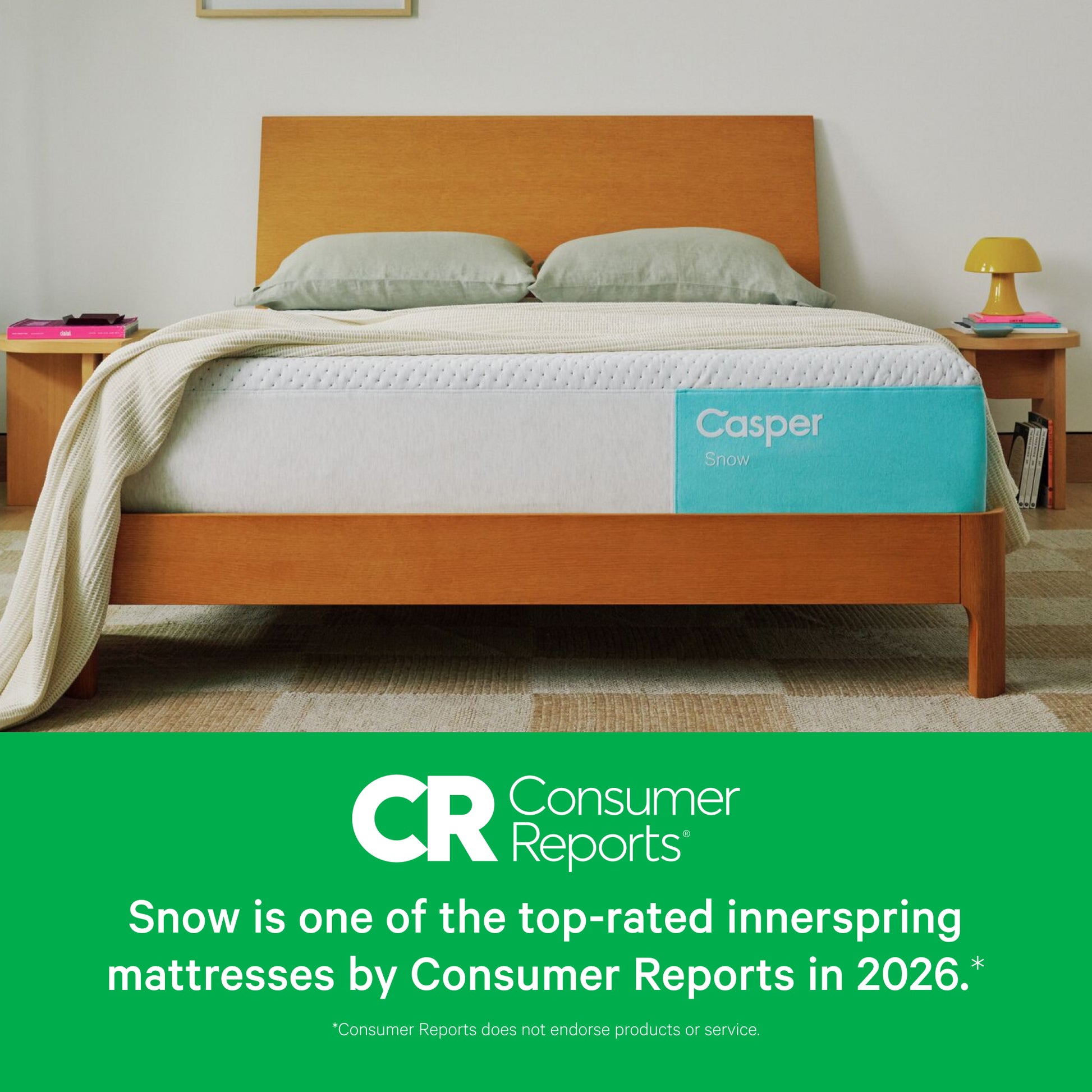 Casper Snow - Consumer Reports: Snow is one of the top-rated innerspring mattresses by Consumer Reports in 2026.* *Consumer Reports does not endorse products or service.