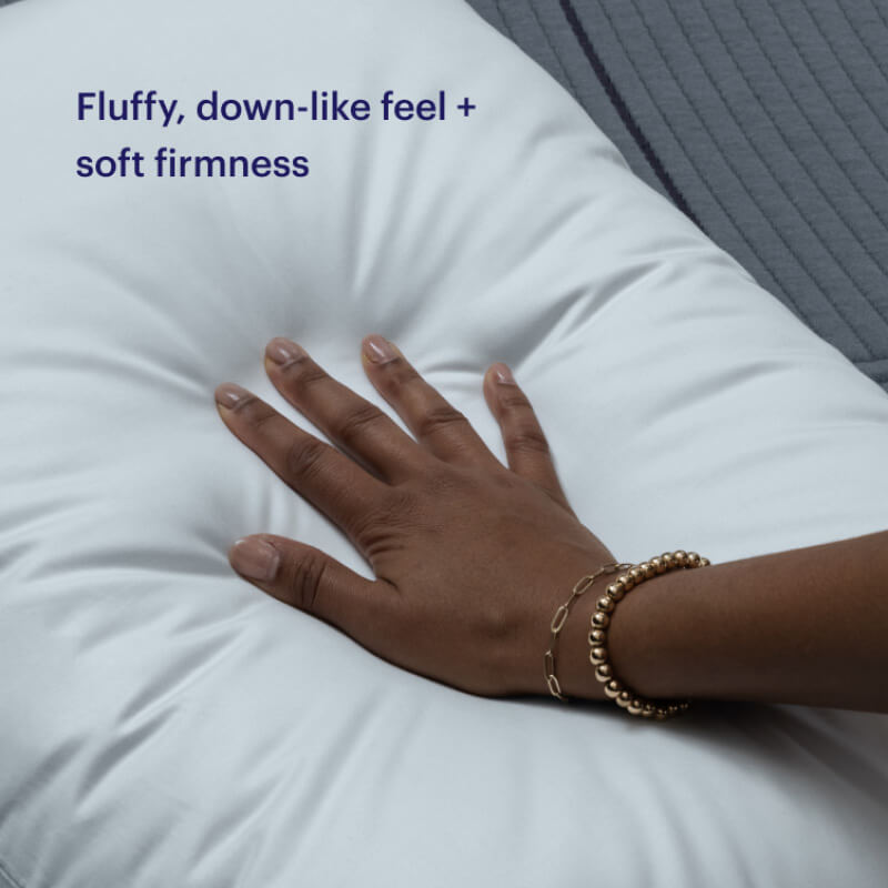 Purple Cloud Pillow.  Fluffy, down-like feel + soft firmness.