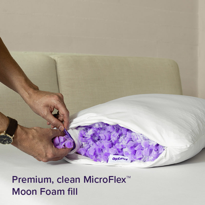 Purple Freeform™ Pillow showing premium, clean MicroFlex Moon Foam fill.