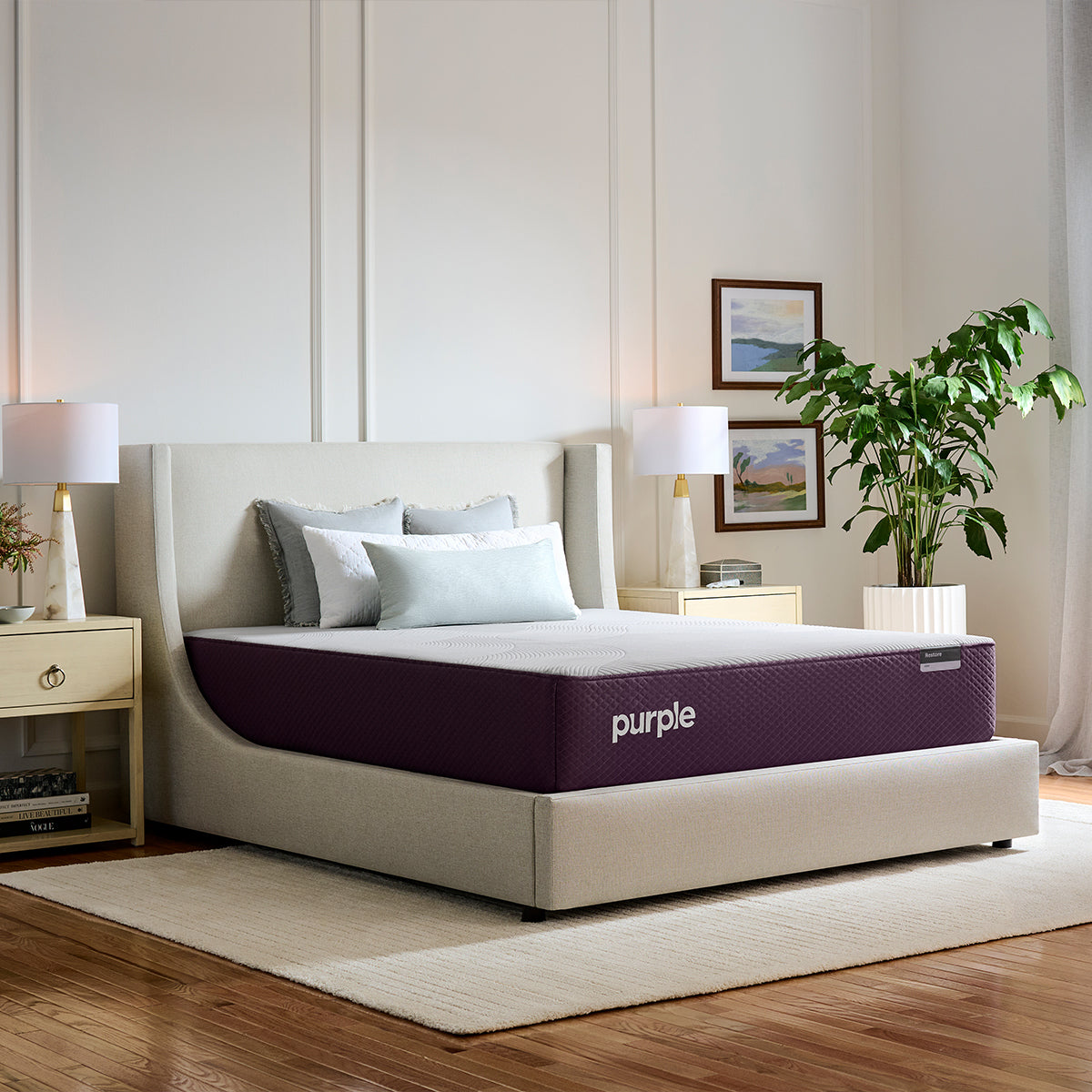 Purple Restore Soft Mattress in bedroom
