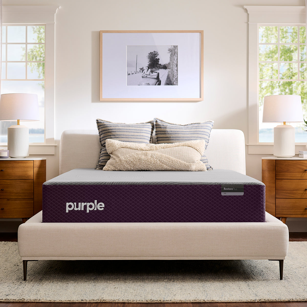 Purple Restore Plus Soft Mattress in bedroom