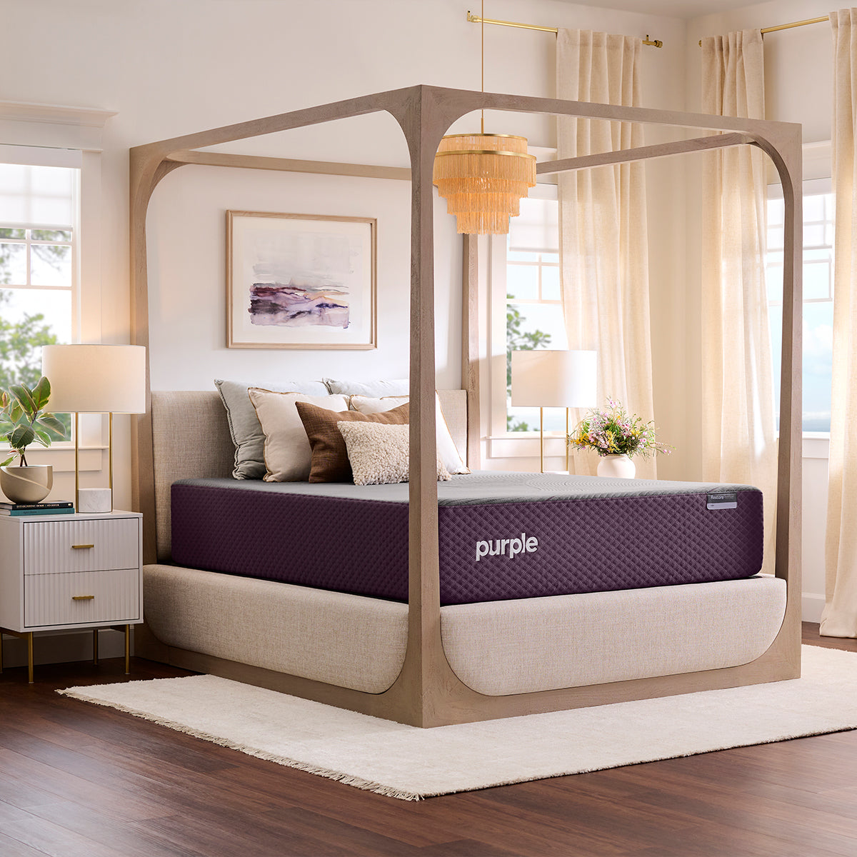 Purple Restore Premier Soft Mattress in bedroom