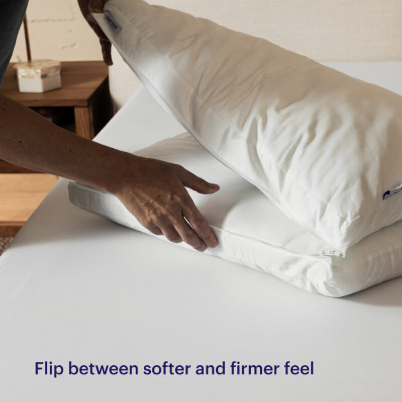 Purple TwinCloud Pillow.  Zip and flip between softer and firmer feel.