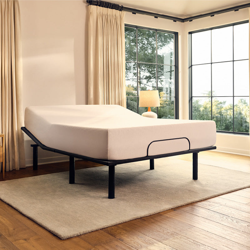 Purple Adjustable Bed Base queen lifestyle image.