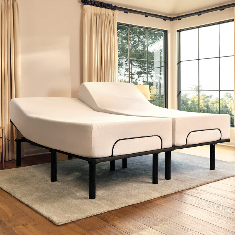 Purple Adjustable Bed Base split king lifestyle image.