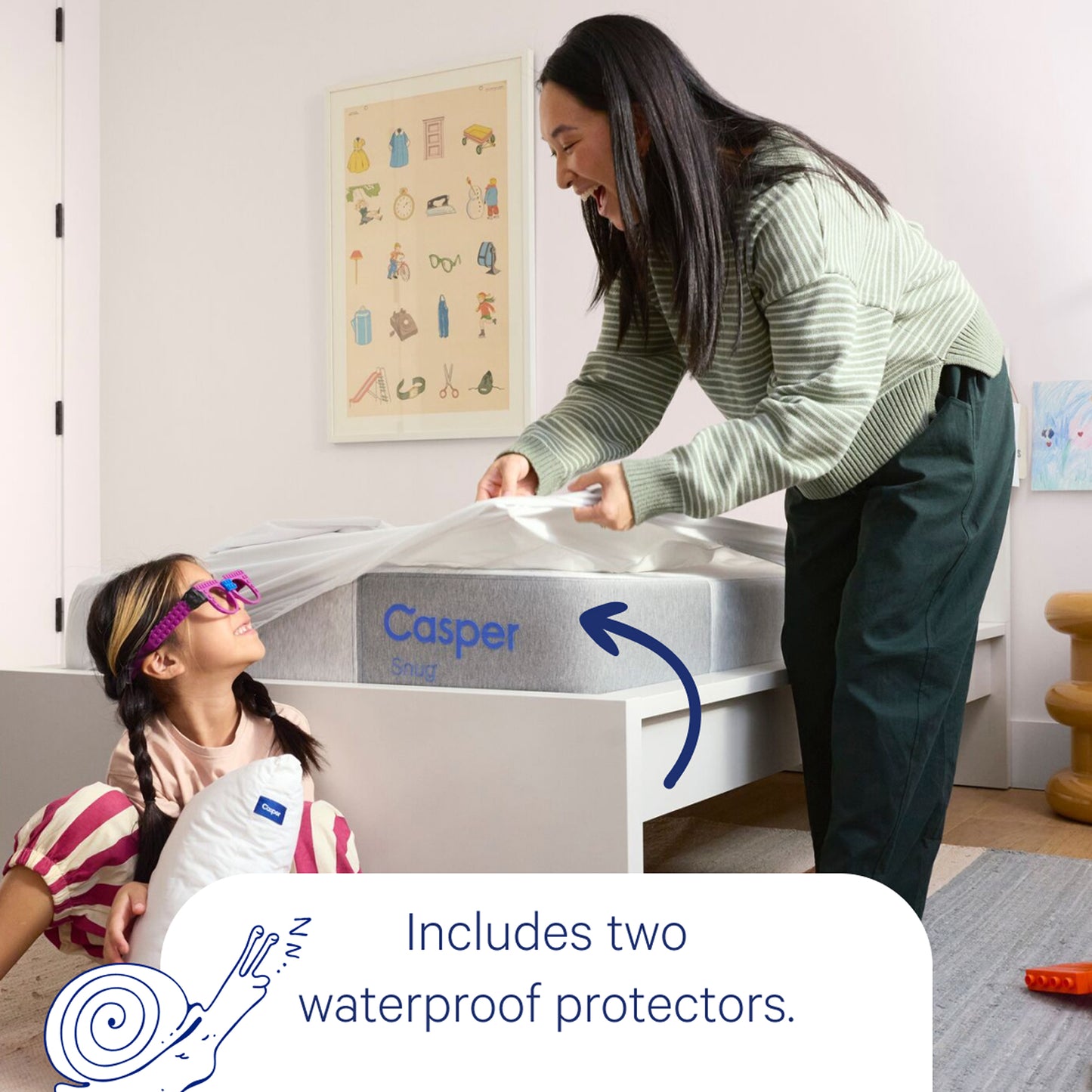 Snug Kids Mattress - Includes two waterproof protectors.