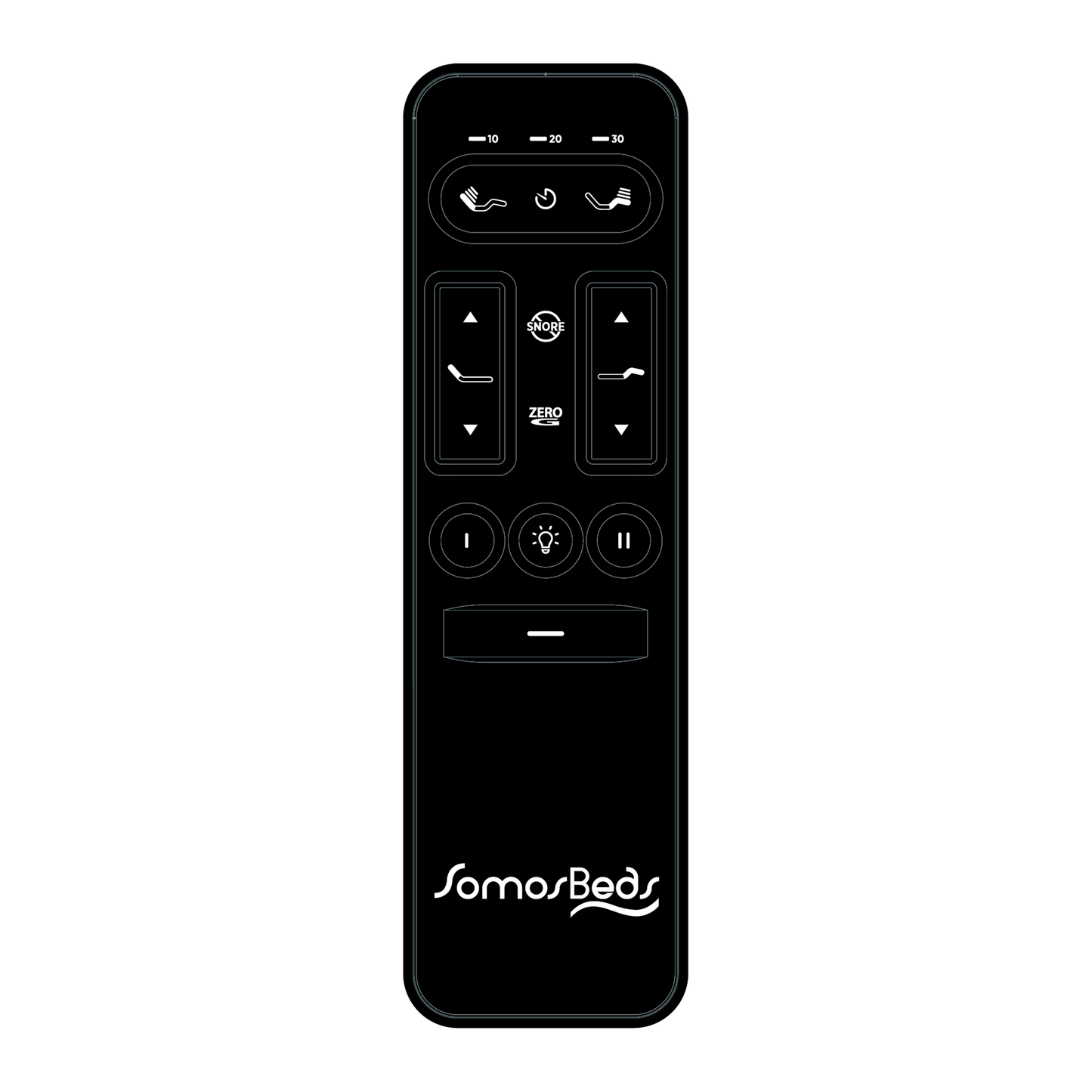SomosBeds Ultra Base Remote on white