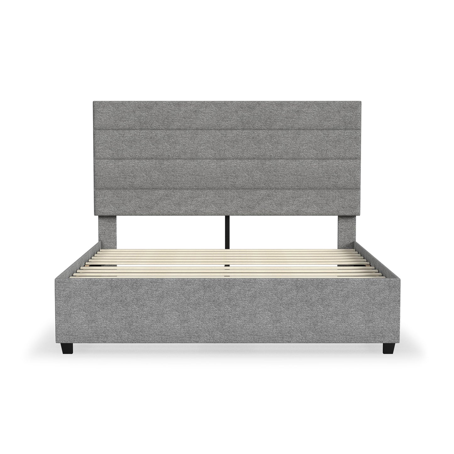 Rize Home Willow Upholstered Platform Bed in Light Grey - front view