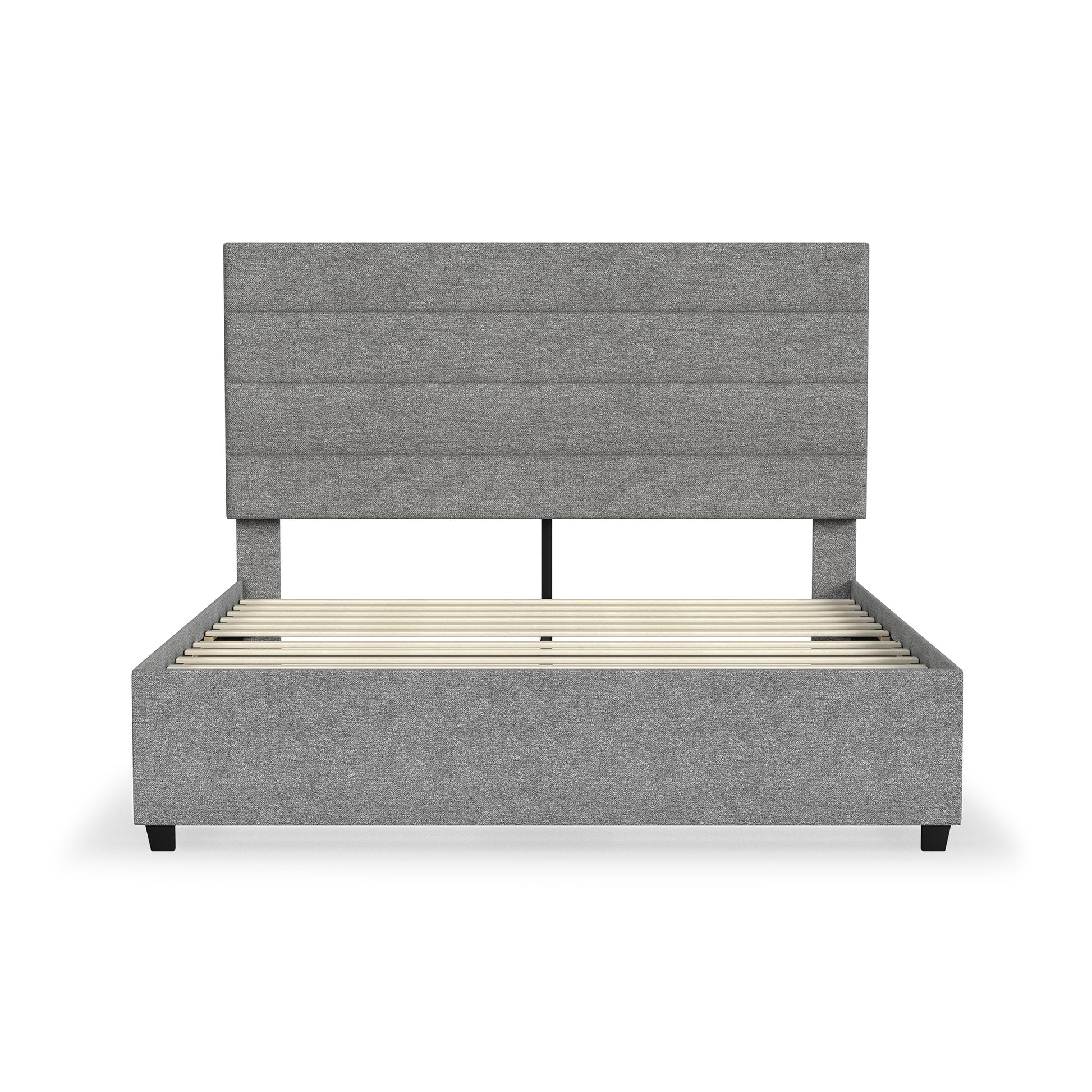 Rize Home Willow Upholstered Platform Bed in Light Grey - front view