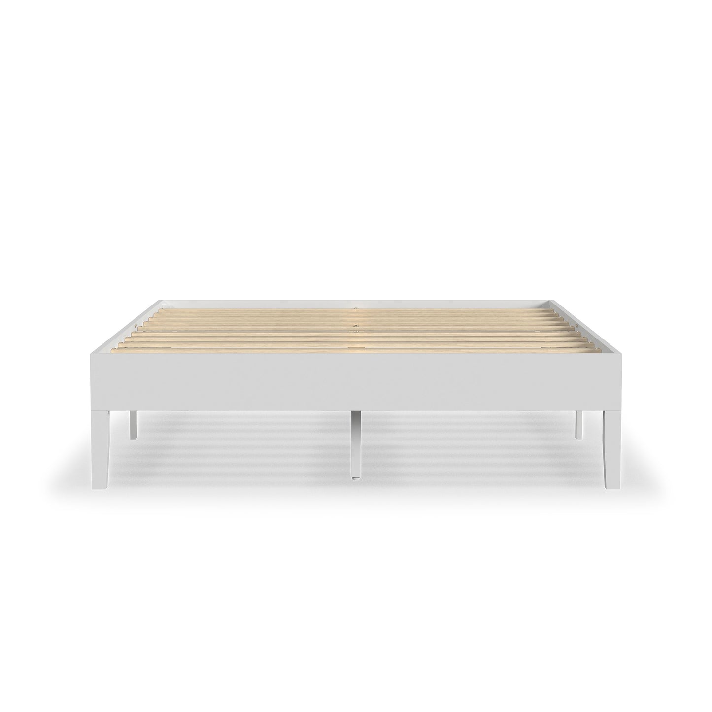Rize Home Wood Platform Bed in White - front view