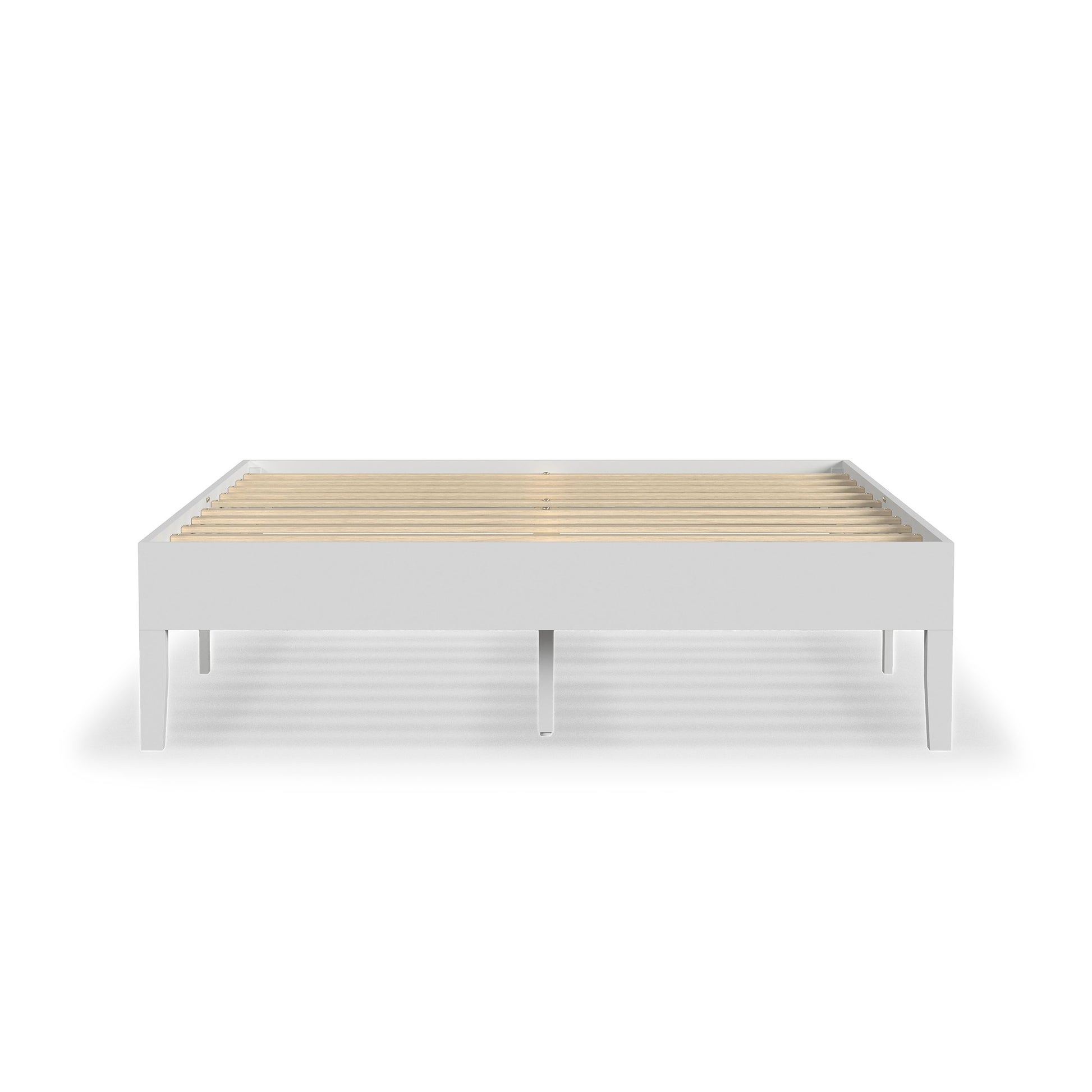 Rize Home Wood Platform Bed in White - front view