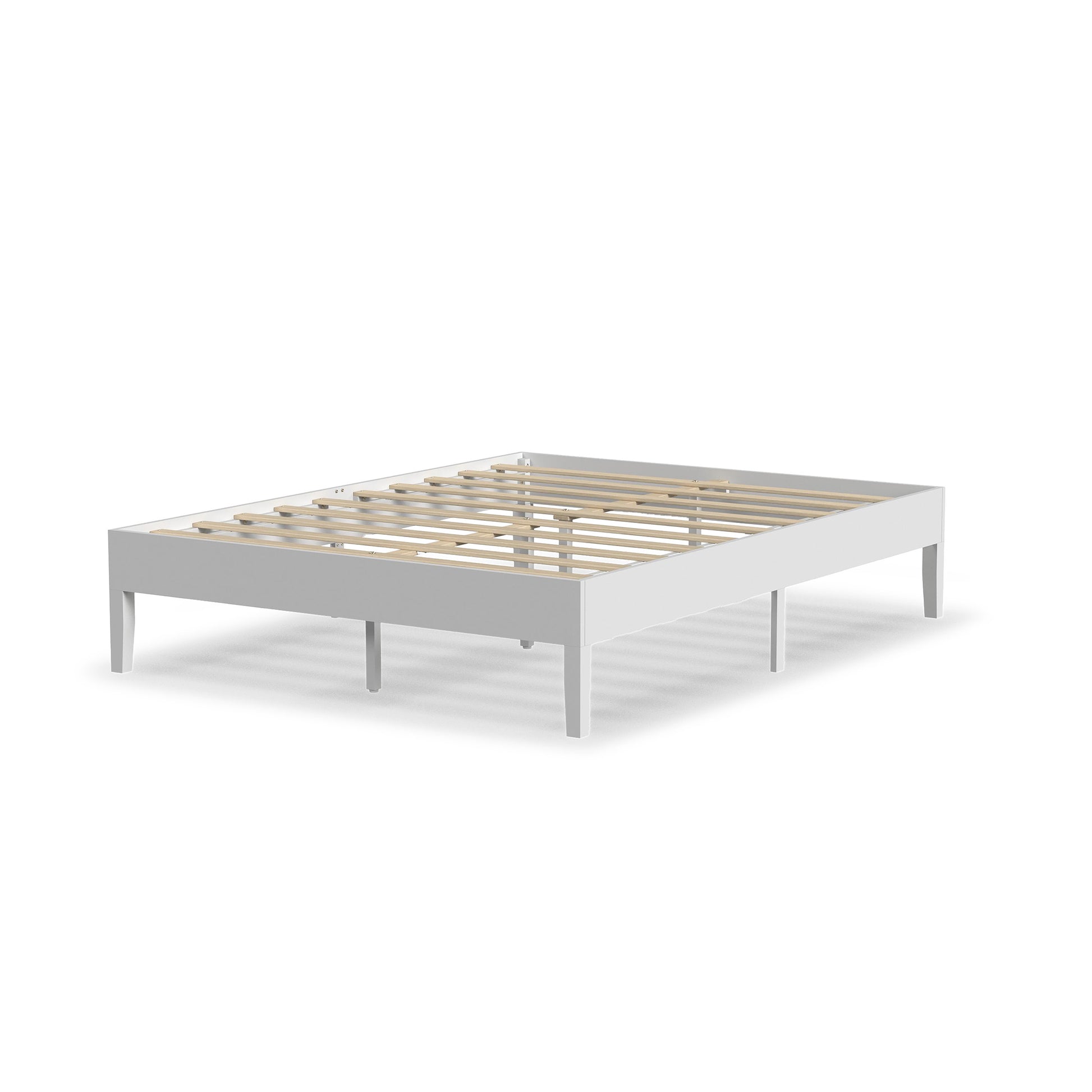 Rize Home Wood Platform Bed in White - 3/4 view