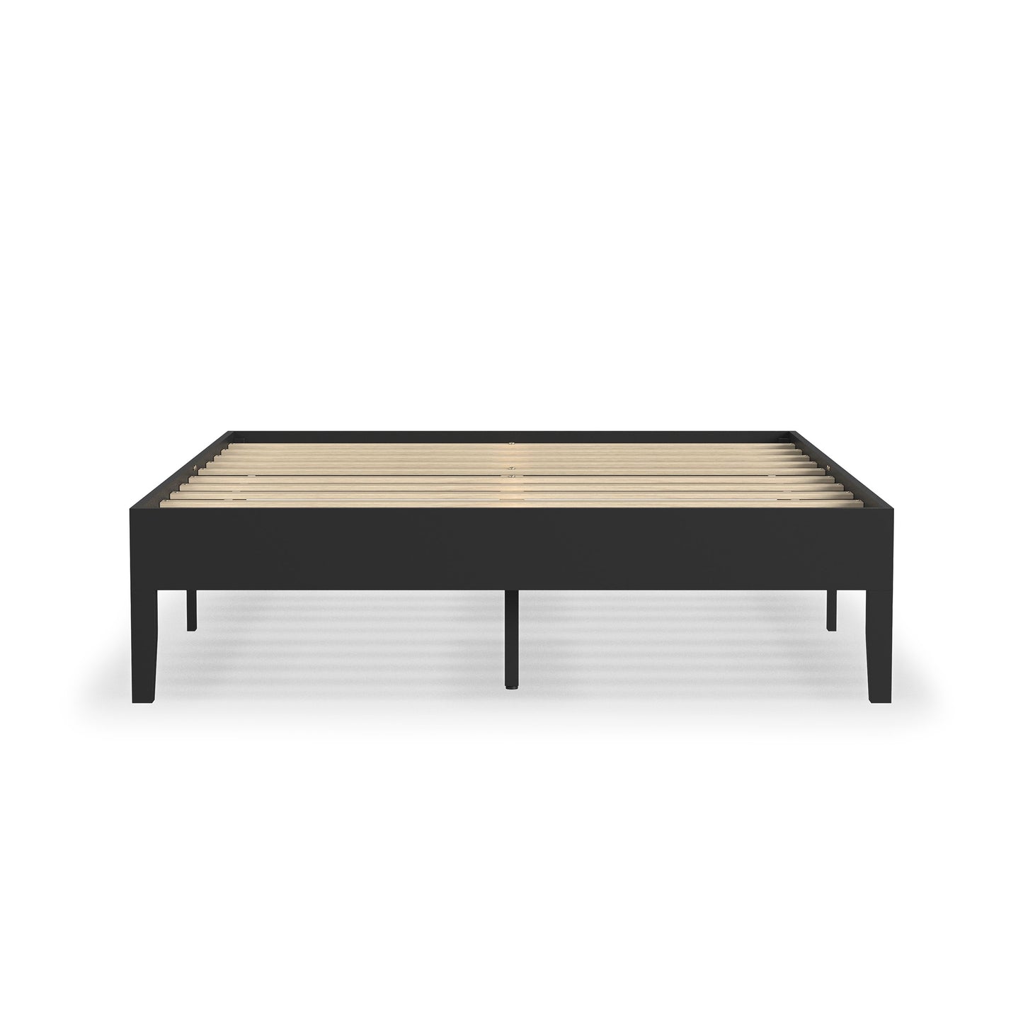 Rize Home Wood Platform Bed in Black - front view