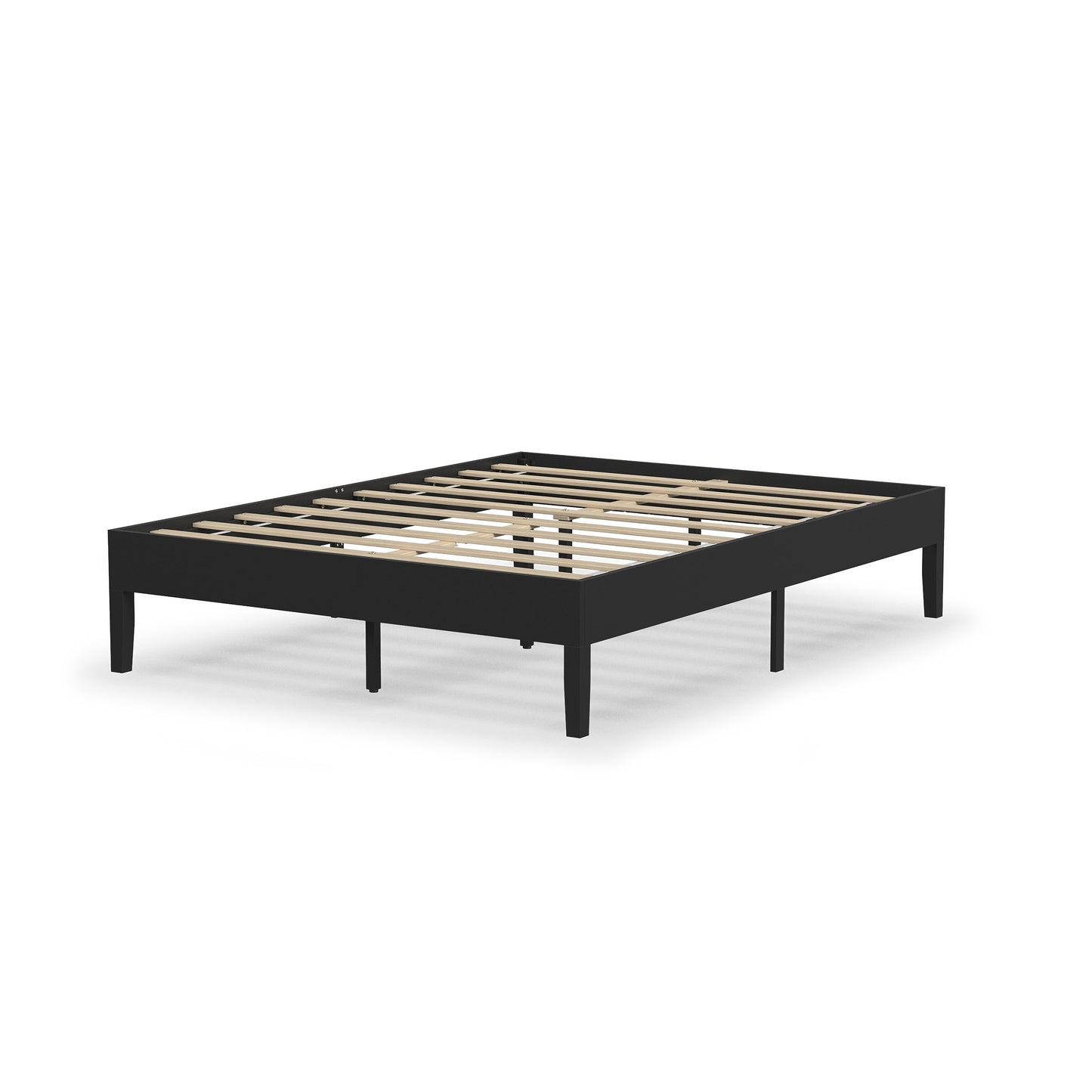 Rize Home Wood Platform Bed in Black - 3/4 view