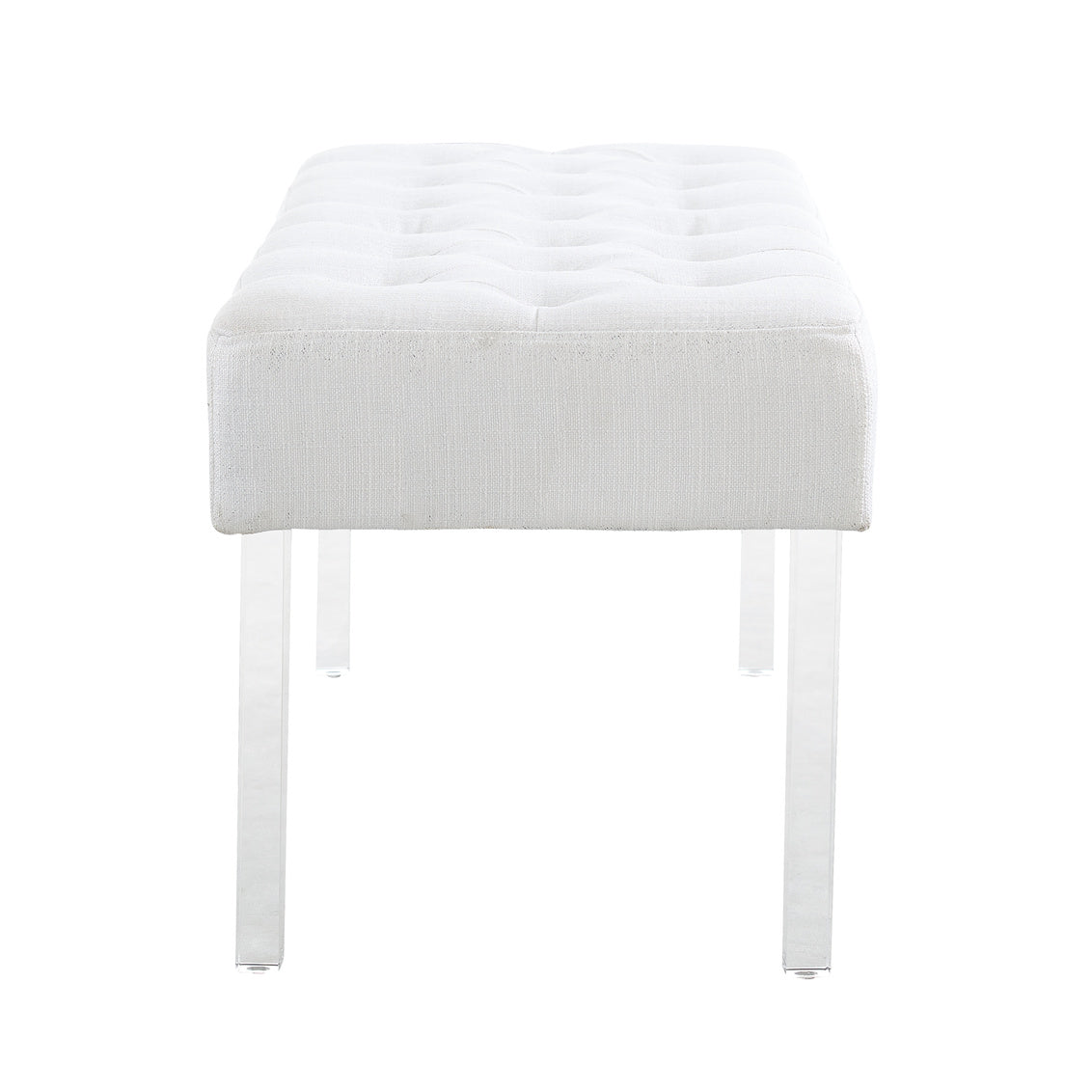 Ella Acrylic Leg Upholstered Bench Platinum-side