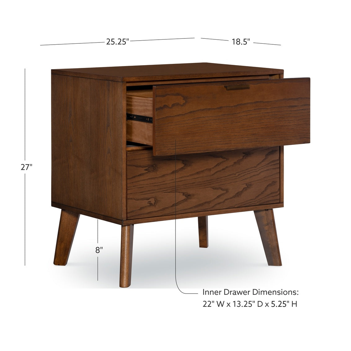 Hudson 2-Drawer Nightstand-measurements