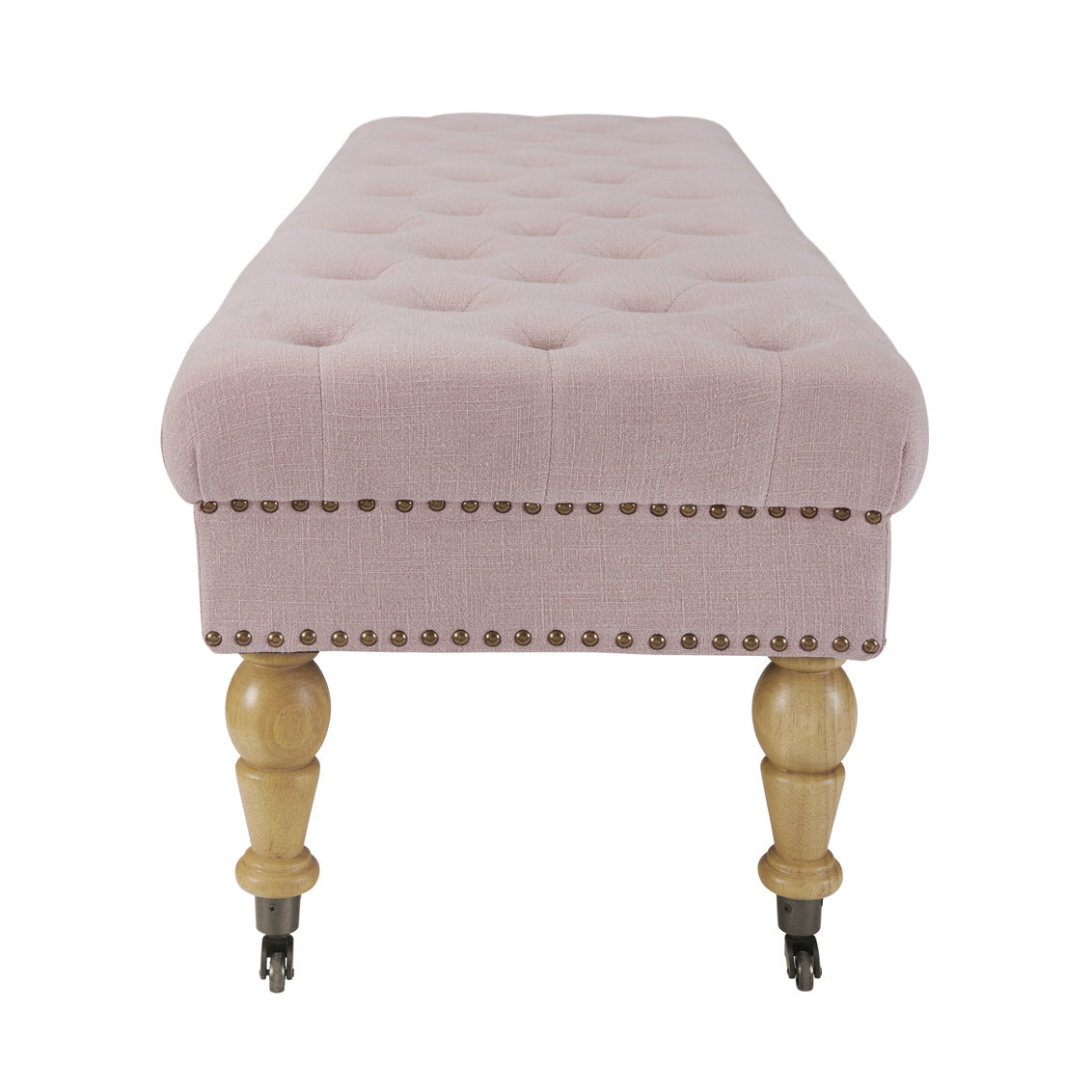 Isabelle 62" Upholstered Bench in Washed Pink-side