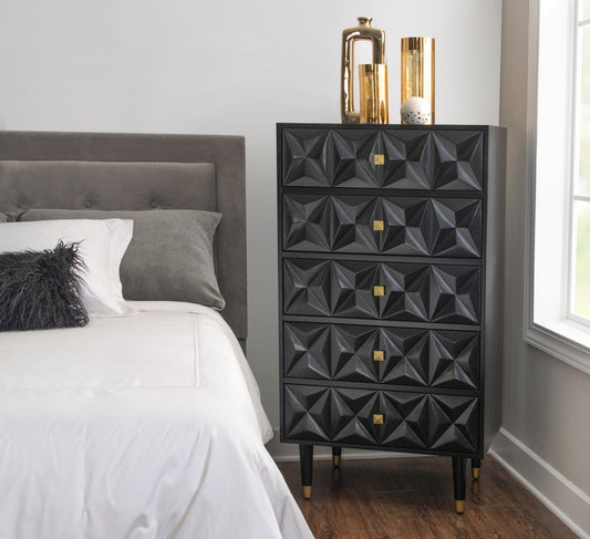 Geo 5-Drawer Dresser in Black-Lifestyle