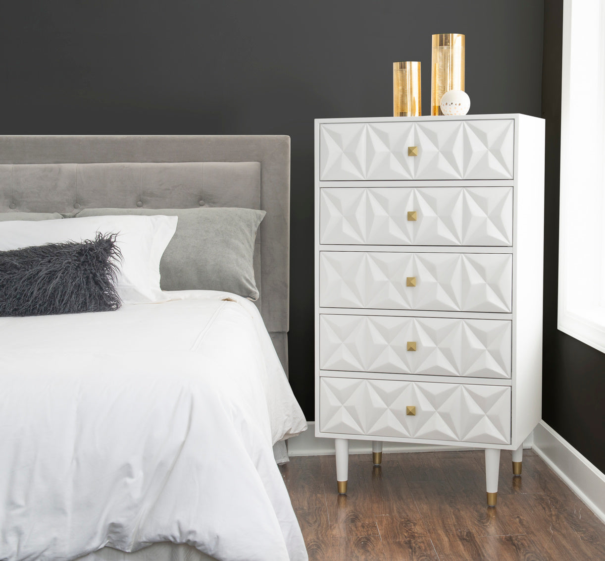 Geo 5-Drawer Dresser in White-Lifestyle