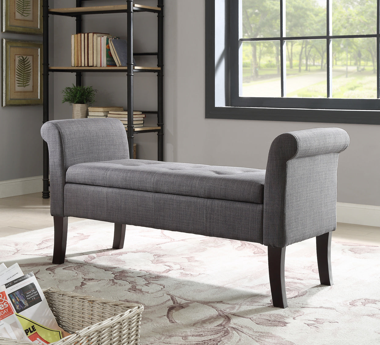 Madison Upholstered Bench in Charcoal Lifestyle